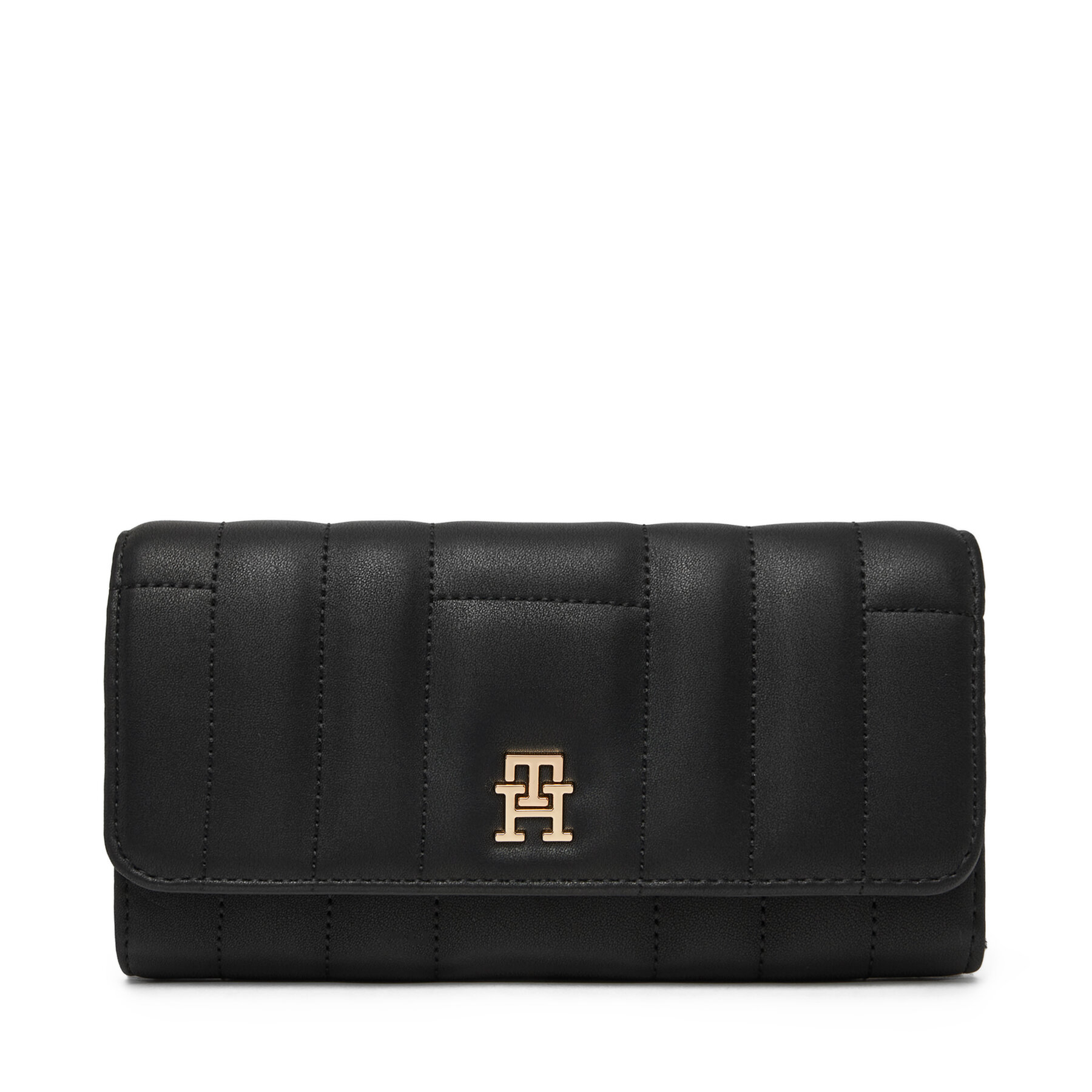 Duży Portfel Damski Tommy Hilfiger Czarny Feminine Lrg Flap AW0AW17475