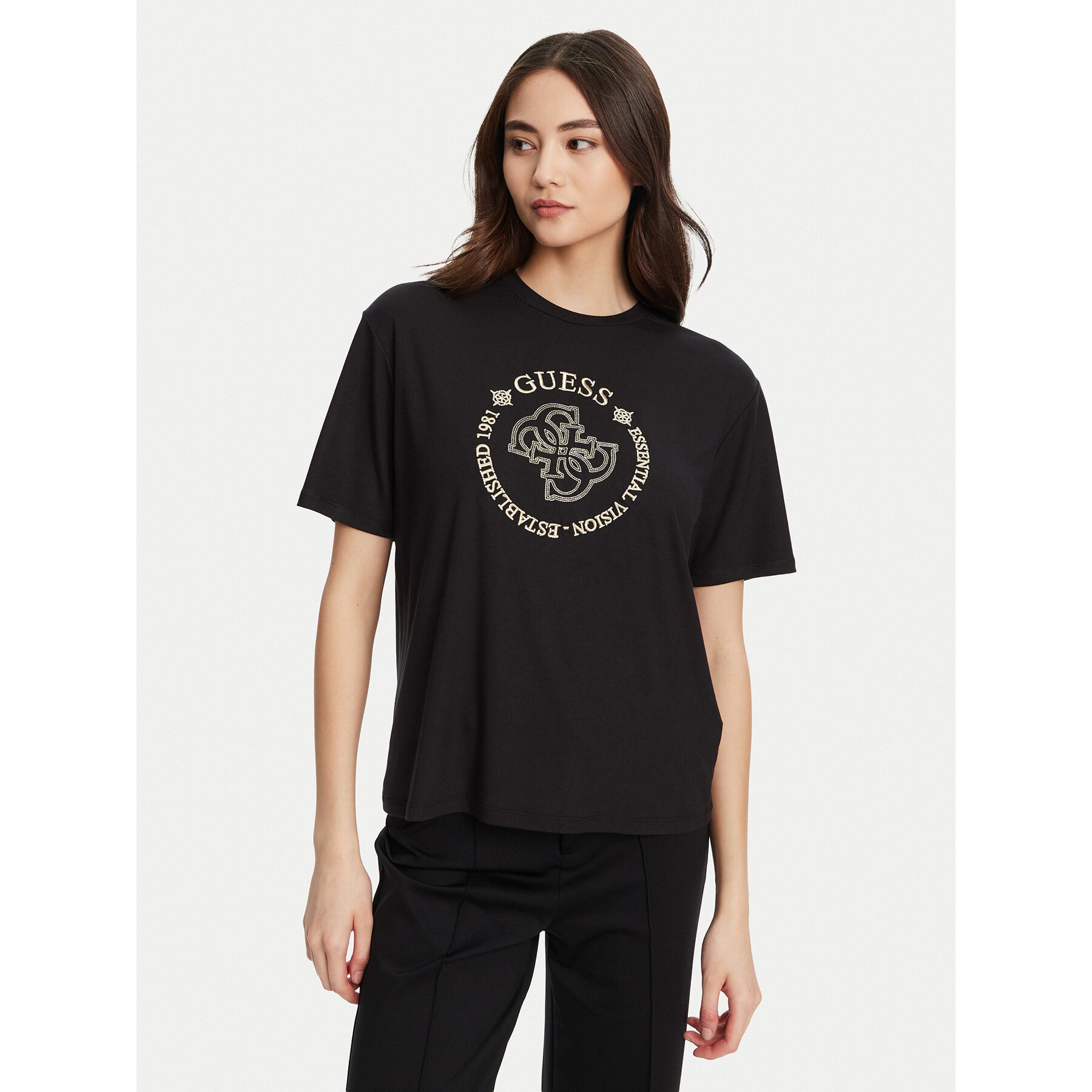 Guess Póló V5YI05 KCOA2 Fekete Regular Fit