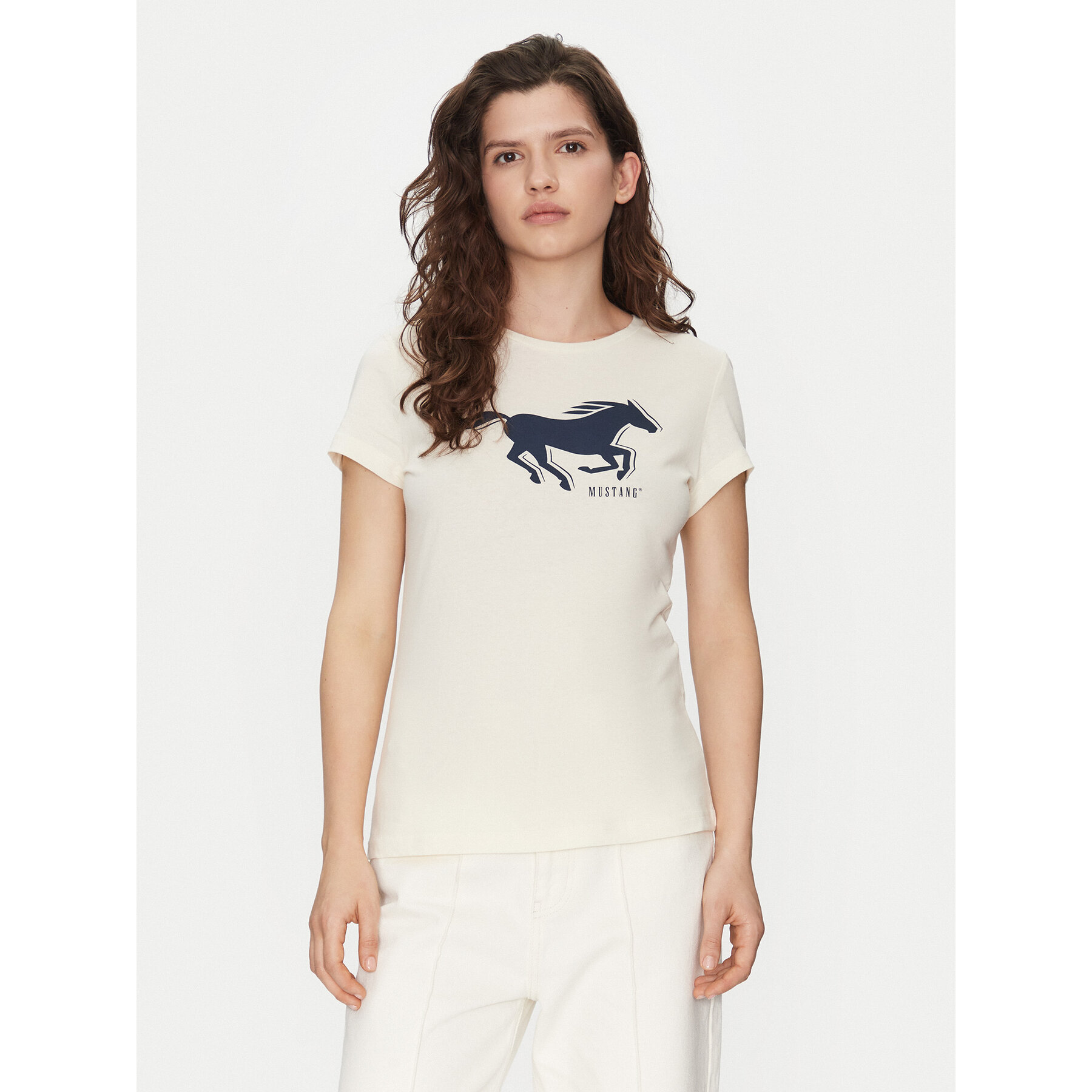 Mustang T-Shirt Loa 1016136 Εκρού Slim Fit