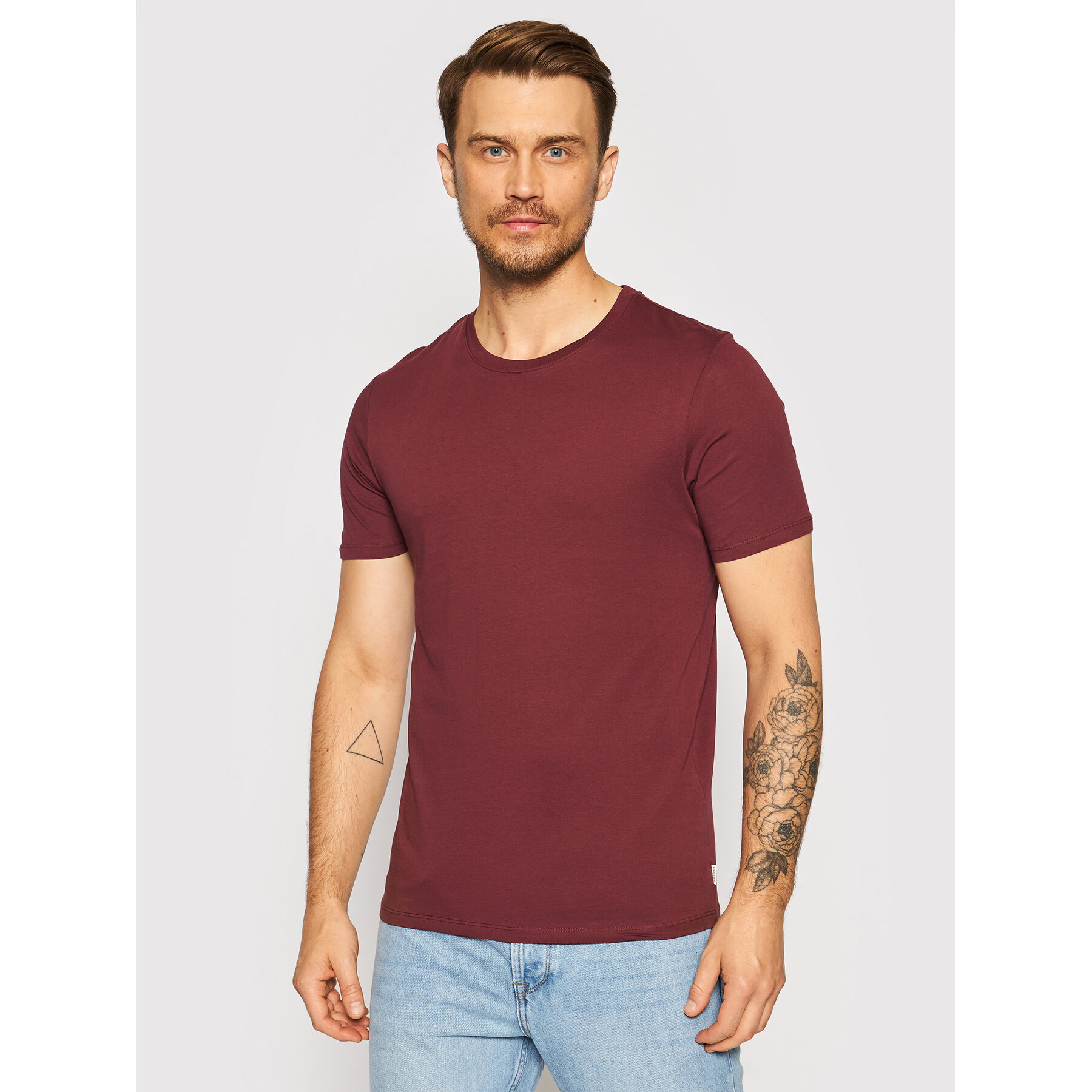 Jack & Jones Póló Organic Basic 12156101 Bordó Slim Fit