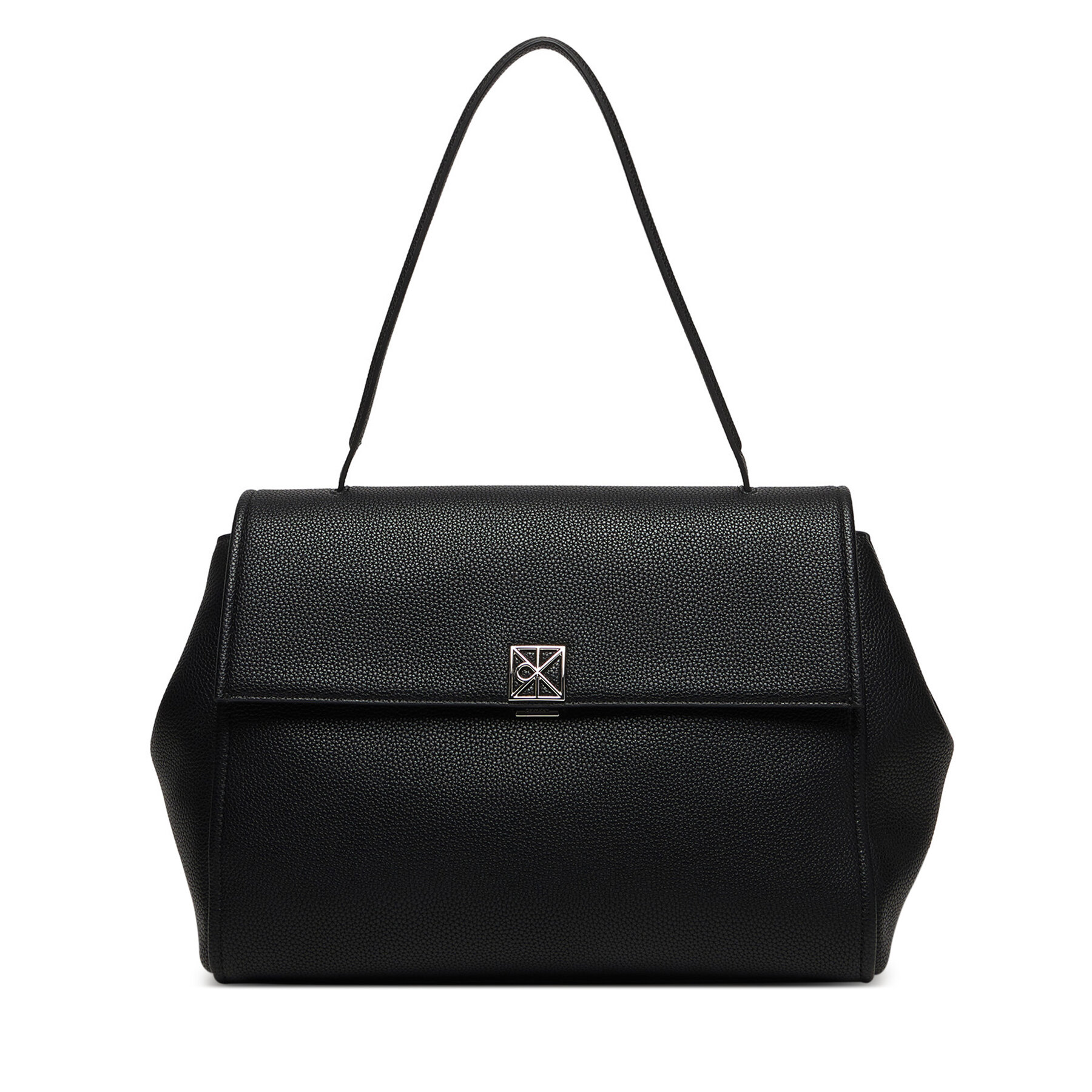 Geantă Calvin Klein Emblem Hw Pebble Satchel LV04F3494G Negru