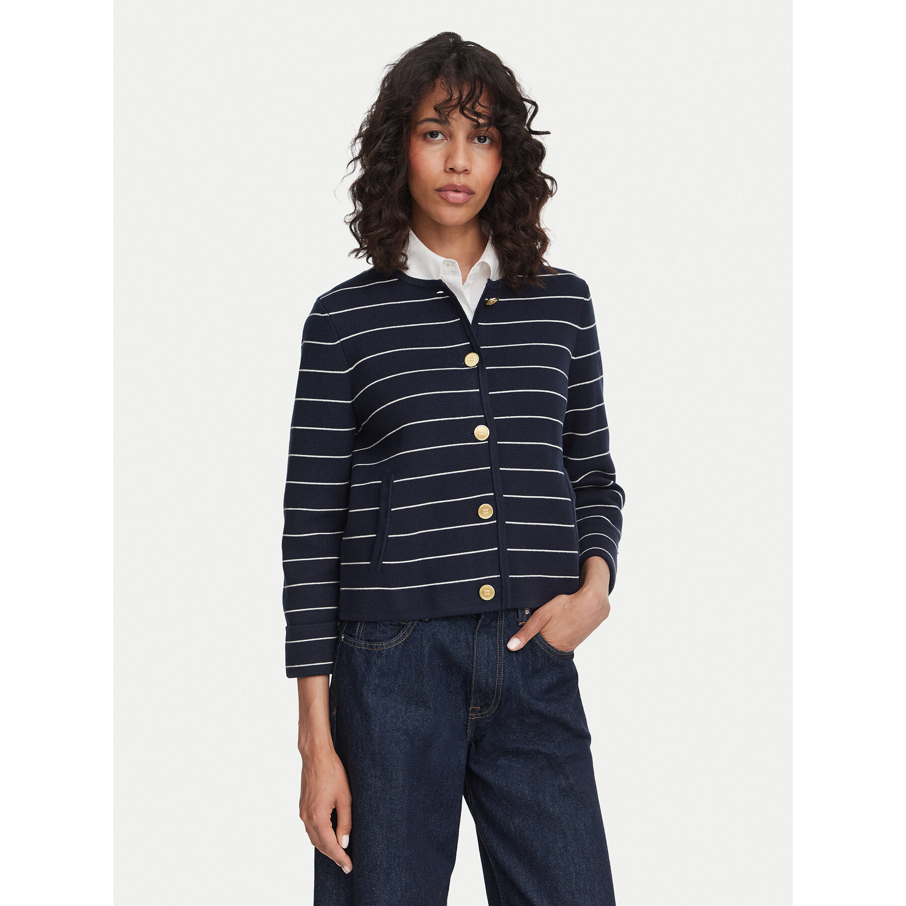 Tommy Hilfiger Strickjacke WW0WW50088 Dunkelblau Regular Fit