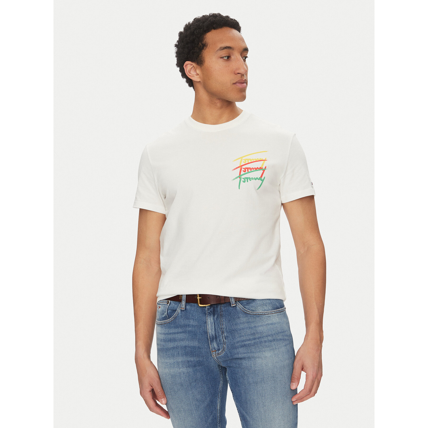 Tommy Jeans T-Shirt Twisted Signature DM0DM20771 Λευκό Regular Fit