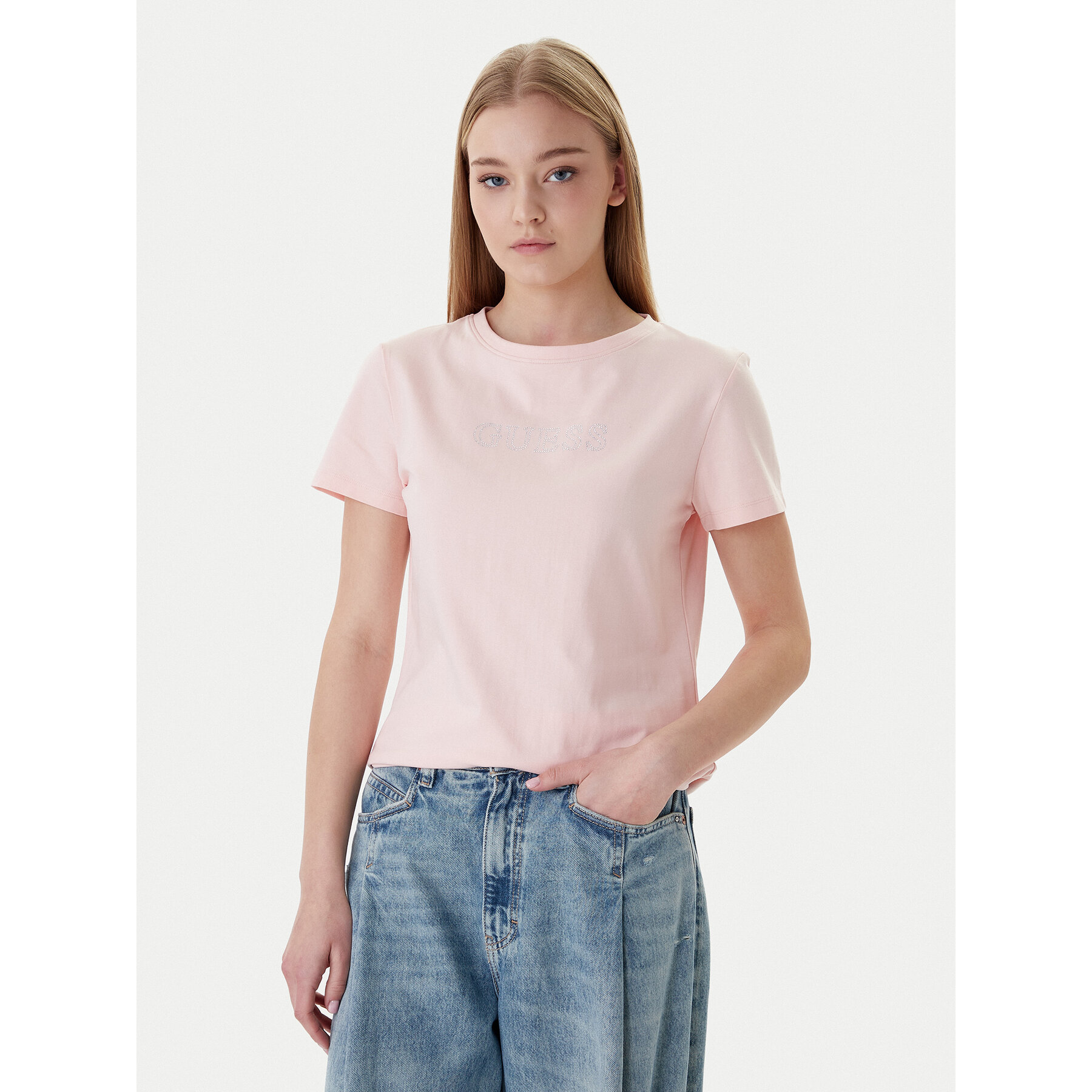 Guess T-Shirt V3BI11 J1314 Rosa Regular Fit