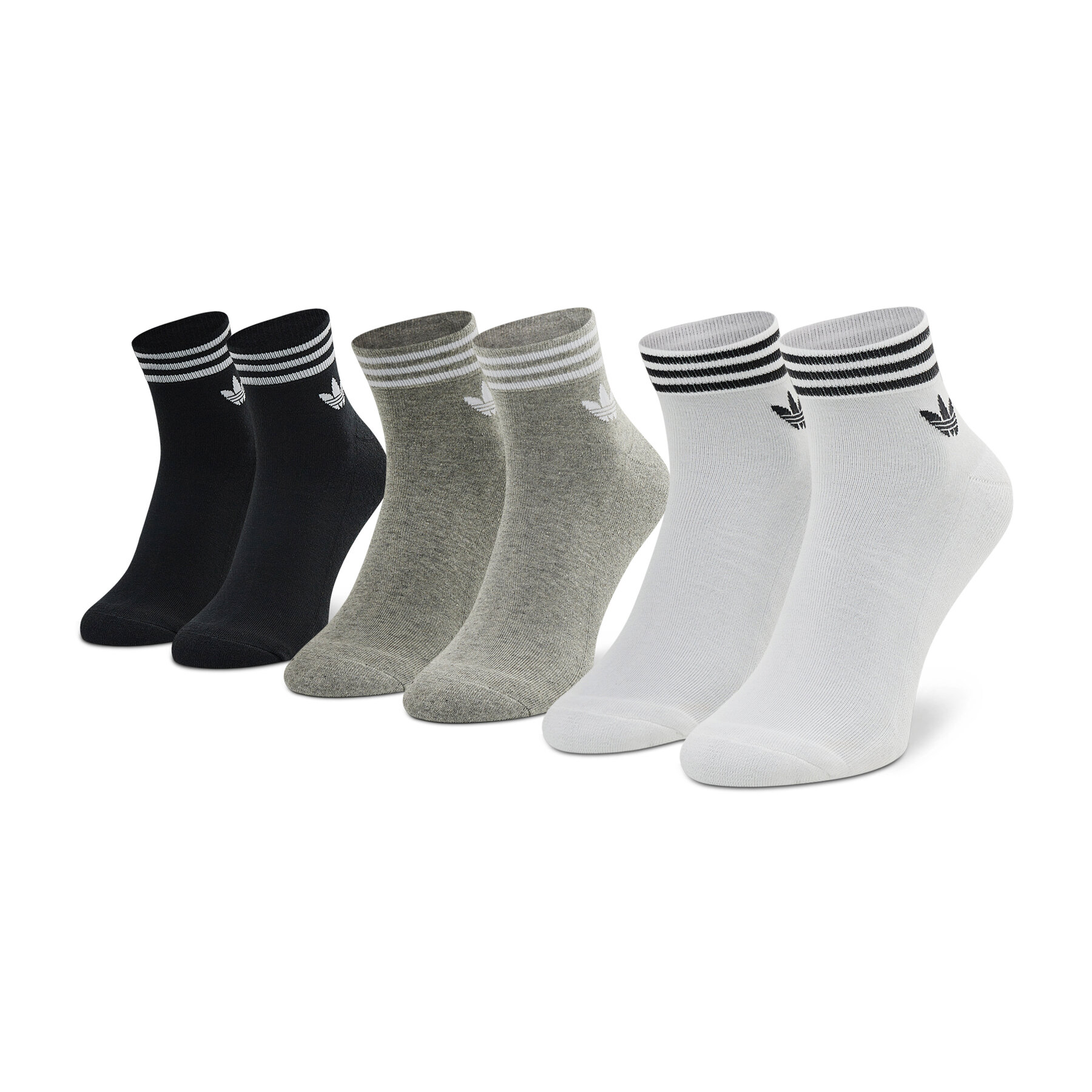 Lot de 3 paires de chaussettes basses unisexe adidas Trefoil Ankle HC9550 Gris