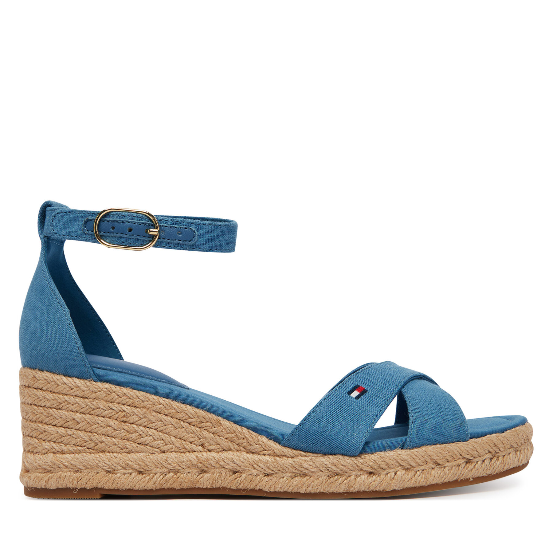 Espadrile Tommy Hilfiger Hemp Crossover Strap Wedge Espadrilles FW0FW09332 Plava
