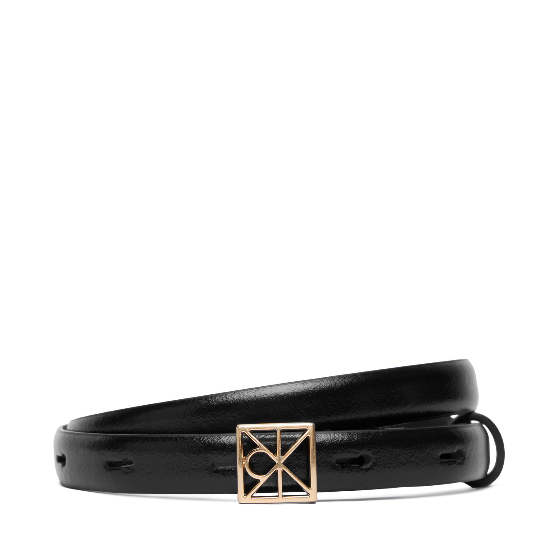 Dámsky opasok Calvin Klein Emblem Buckle 15Mm Fixed Smooth LV04F7061G Čierna