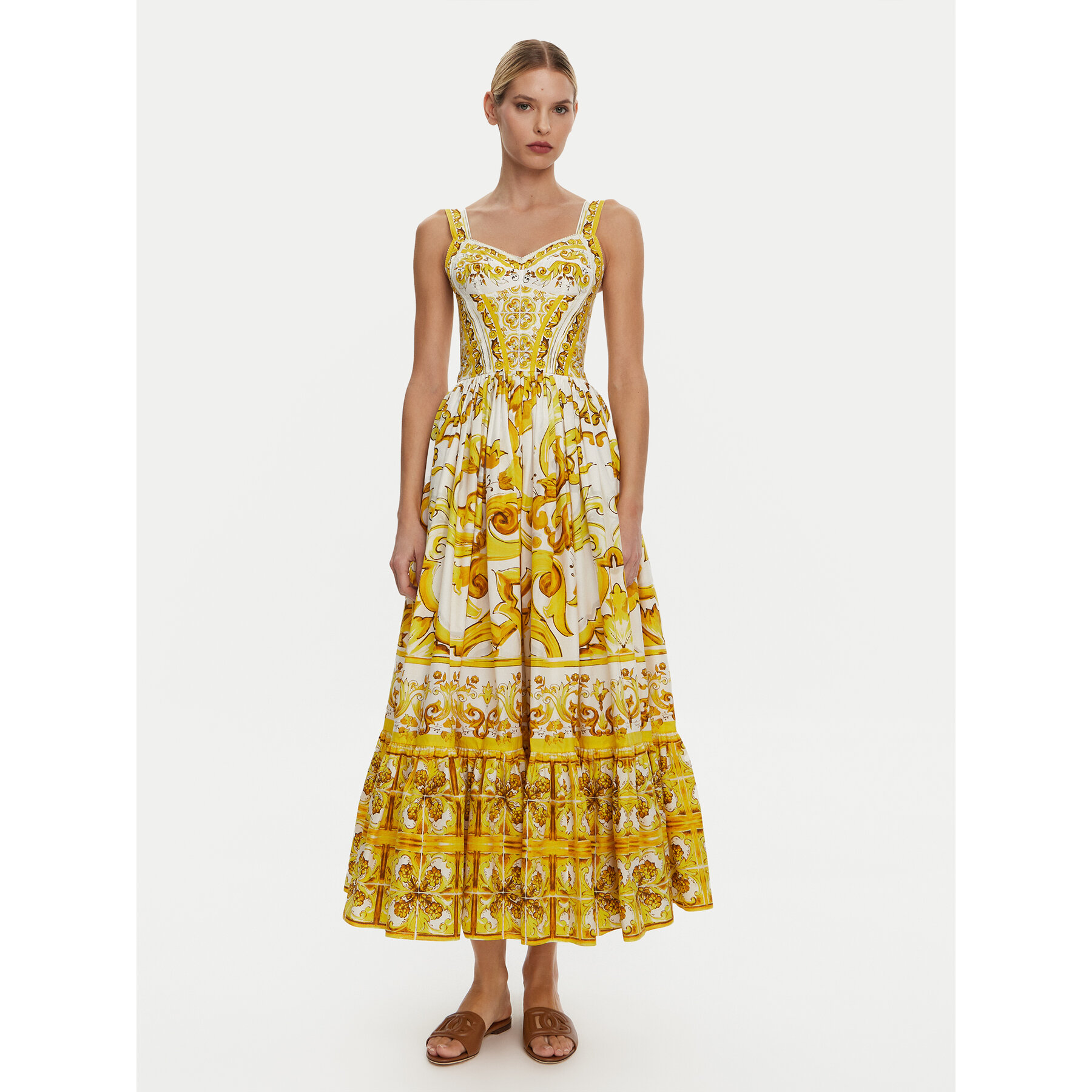 Dolce&Gabbana Sommerkleid F6AEIT HH5A1 Gelb Regular Fit