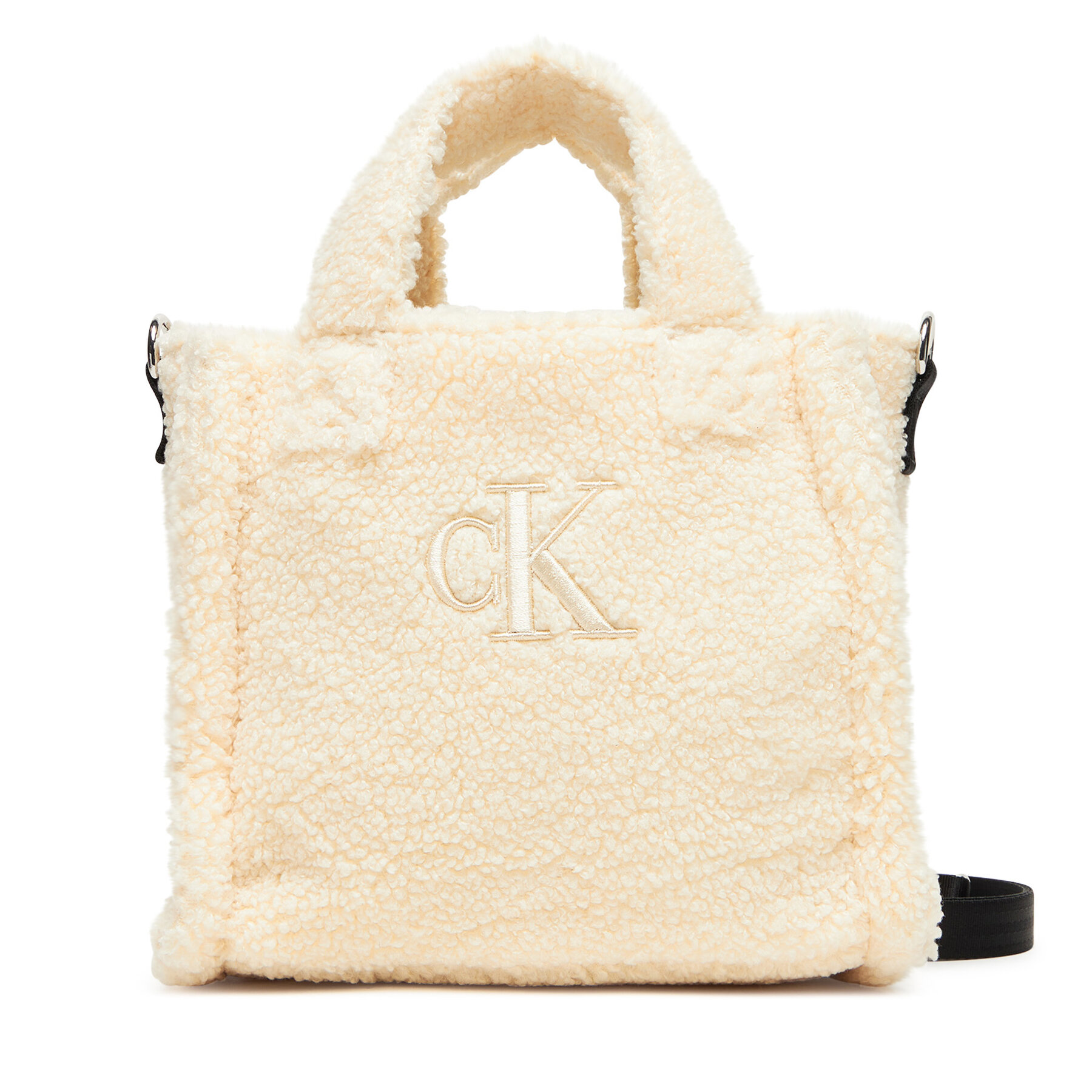Geantă Calvin Klein Jeans Teddy Tote Bag IU0IU00355 Écru