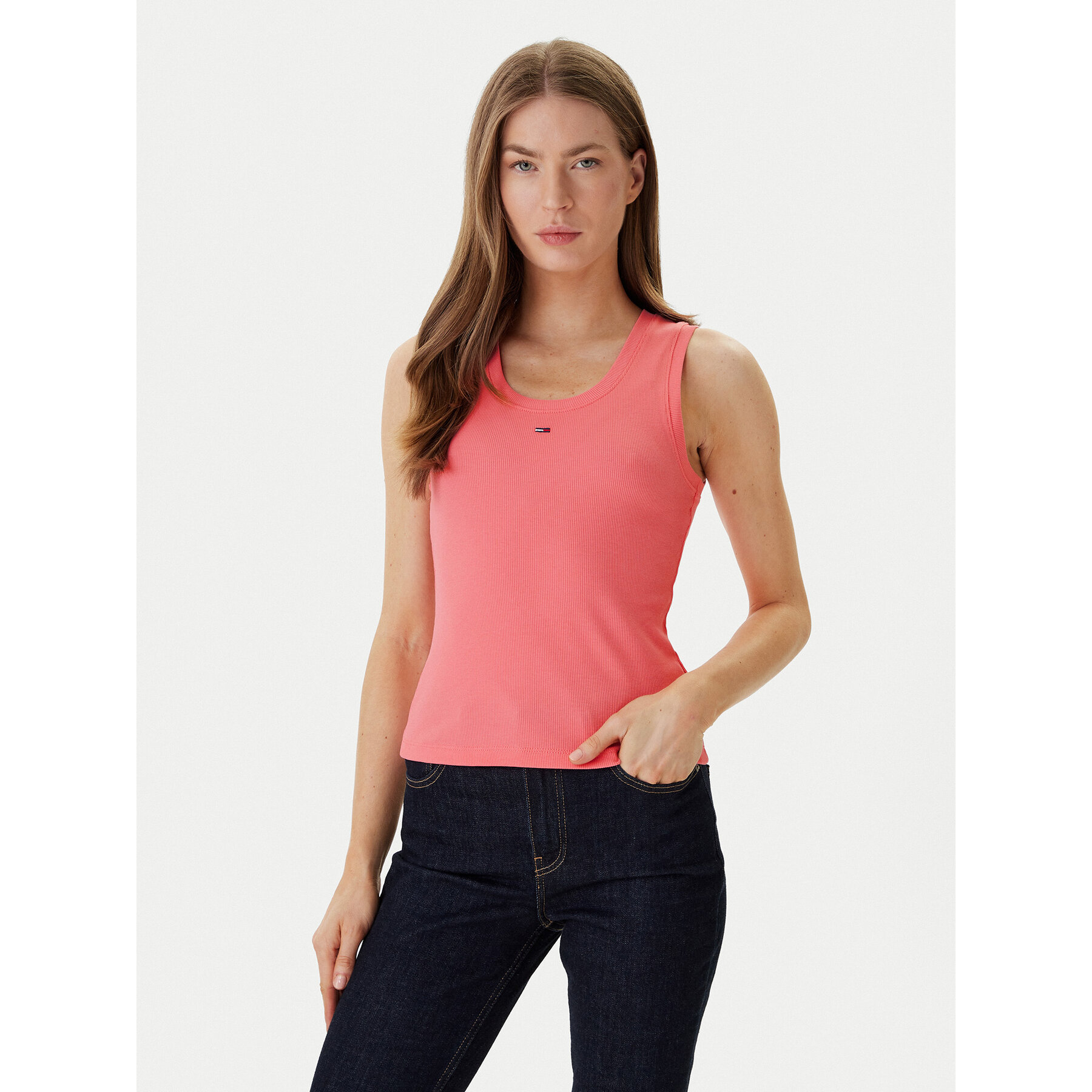 Tommy Jeans Top Essential DW0DW20673 Rosa Slim Fit