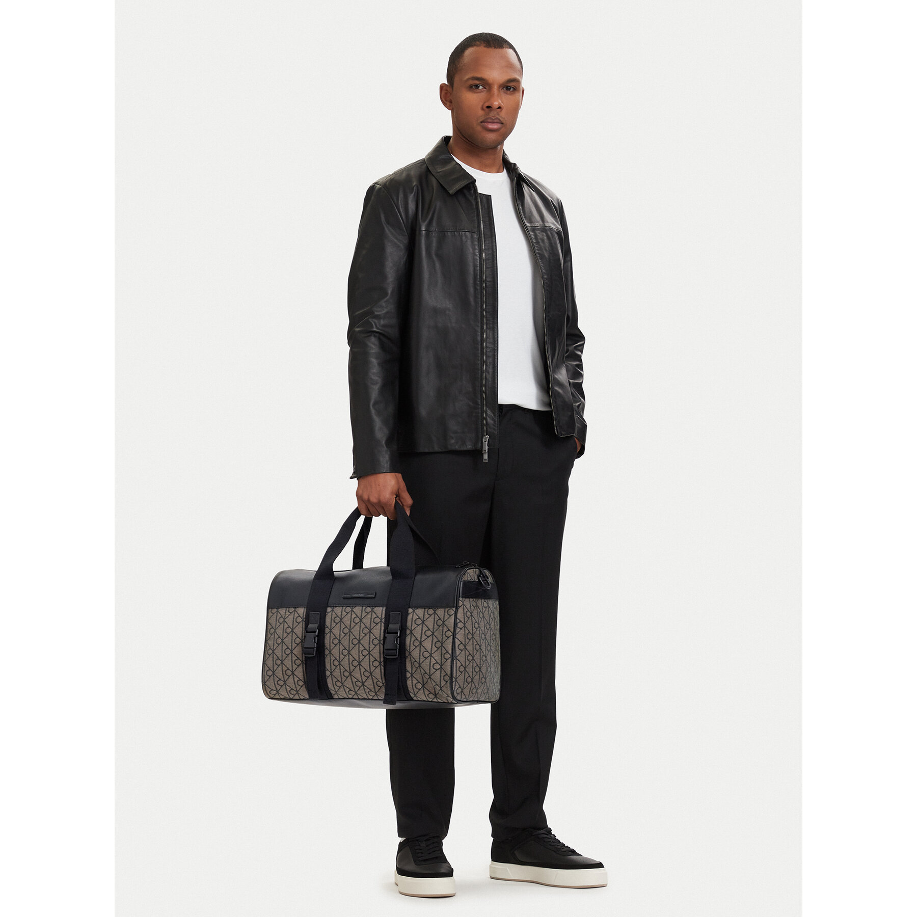 Geantă de weekend Calvin Klein Mixed Emblem Aop LV04D3379G Bej