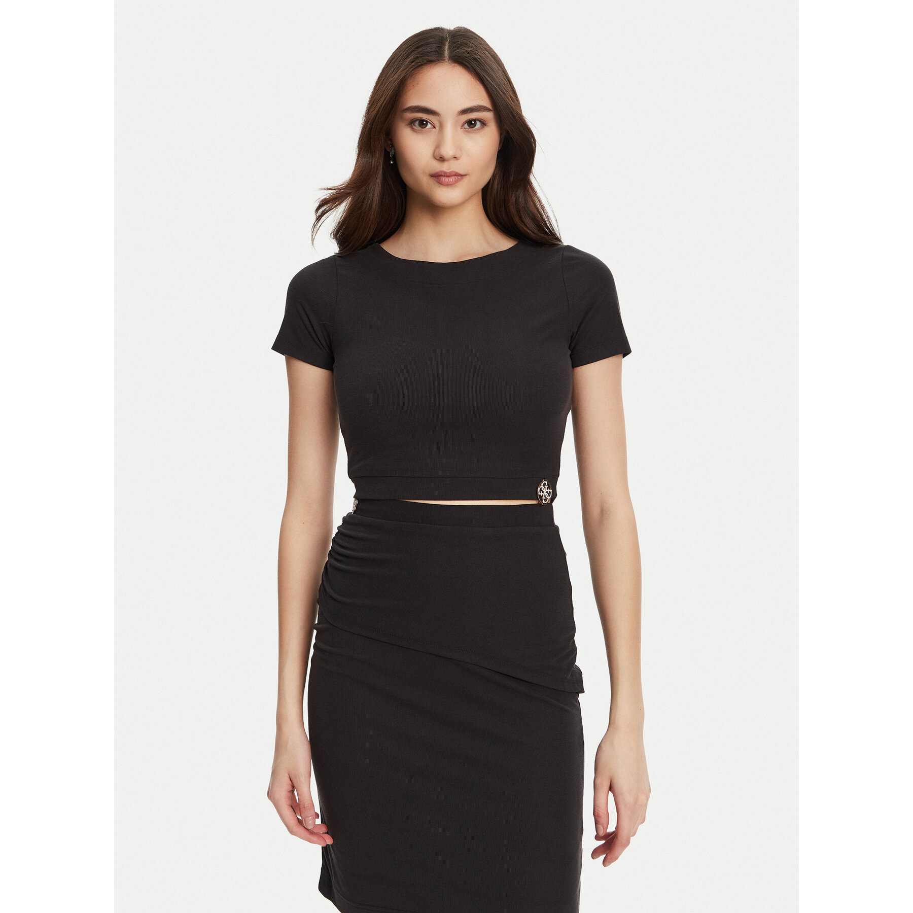 Guess Marškinėliai W5YP14 KAQL2 Juoda Regular Fit