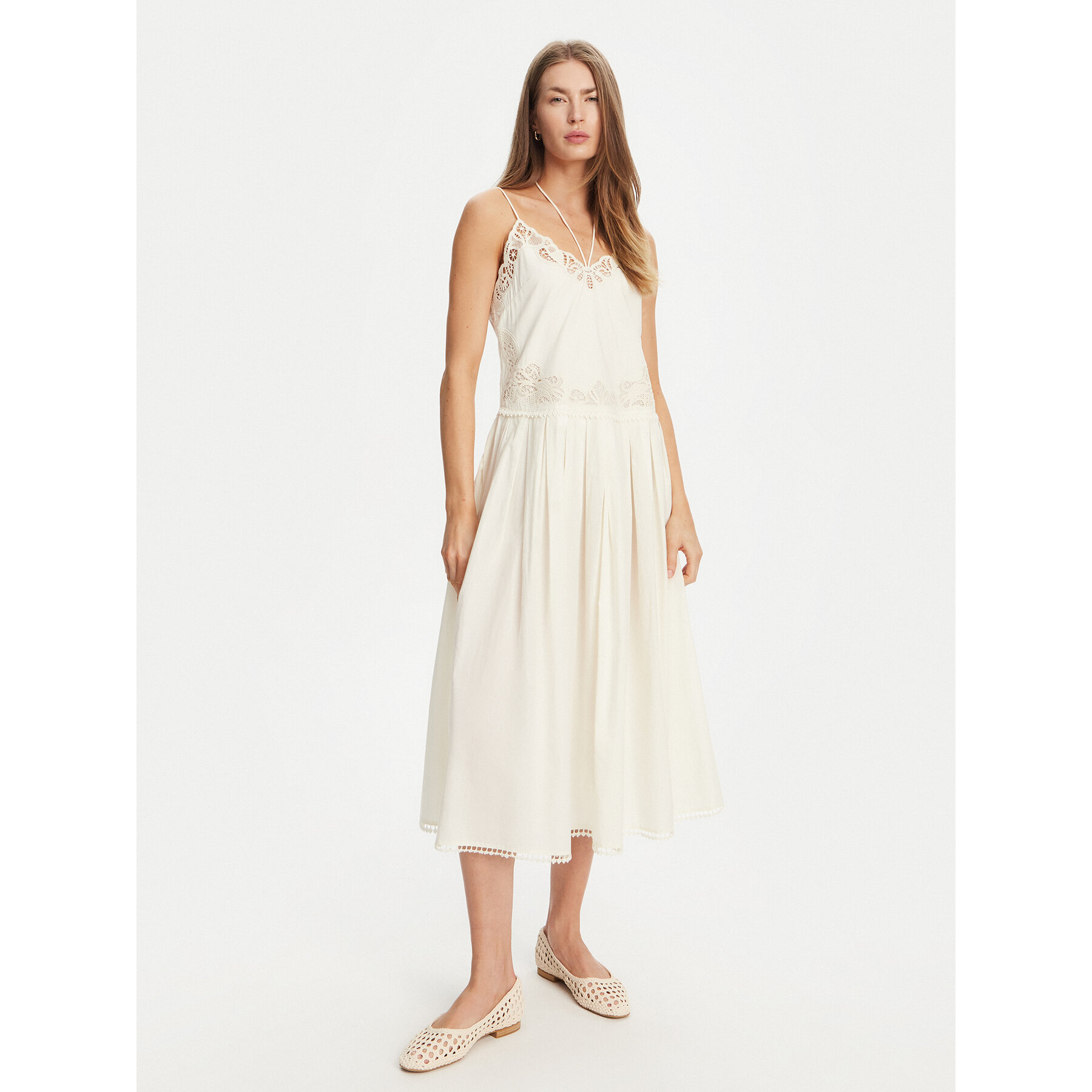 TWINSET Sommerkleid 251TT2160 Écru Regular Fit