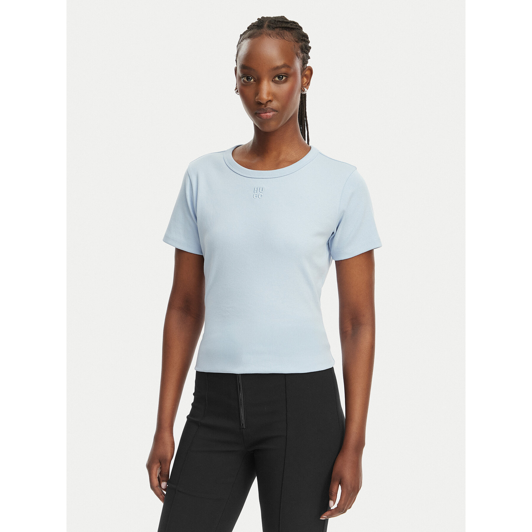 HUGO T-shirt Deloris 50512002 Svijetlo plava Regular Fit