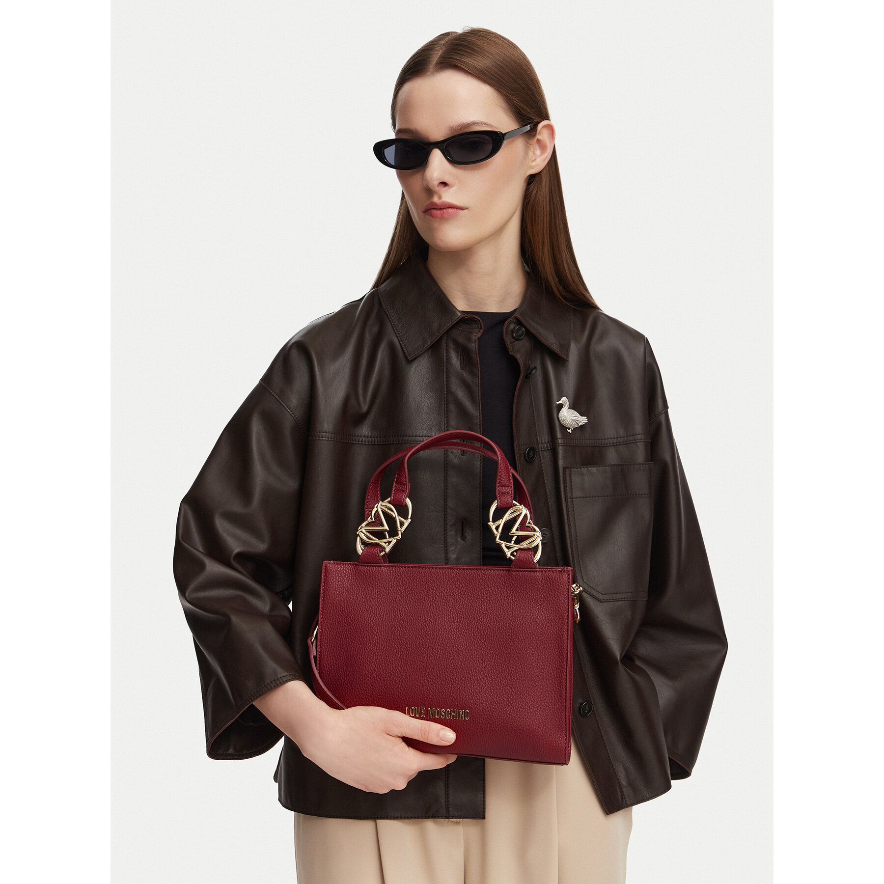 Ročna torba LOVE MOSCHINO JC4006PP1PLB0552 Bordo rdeča