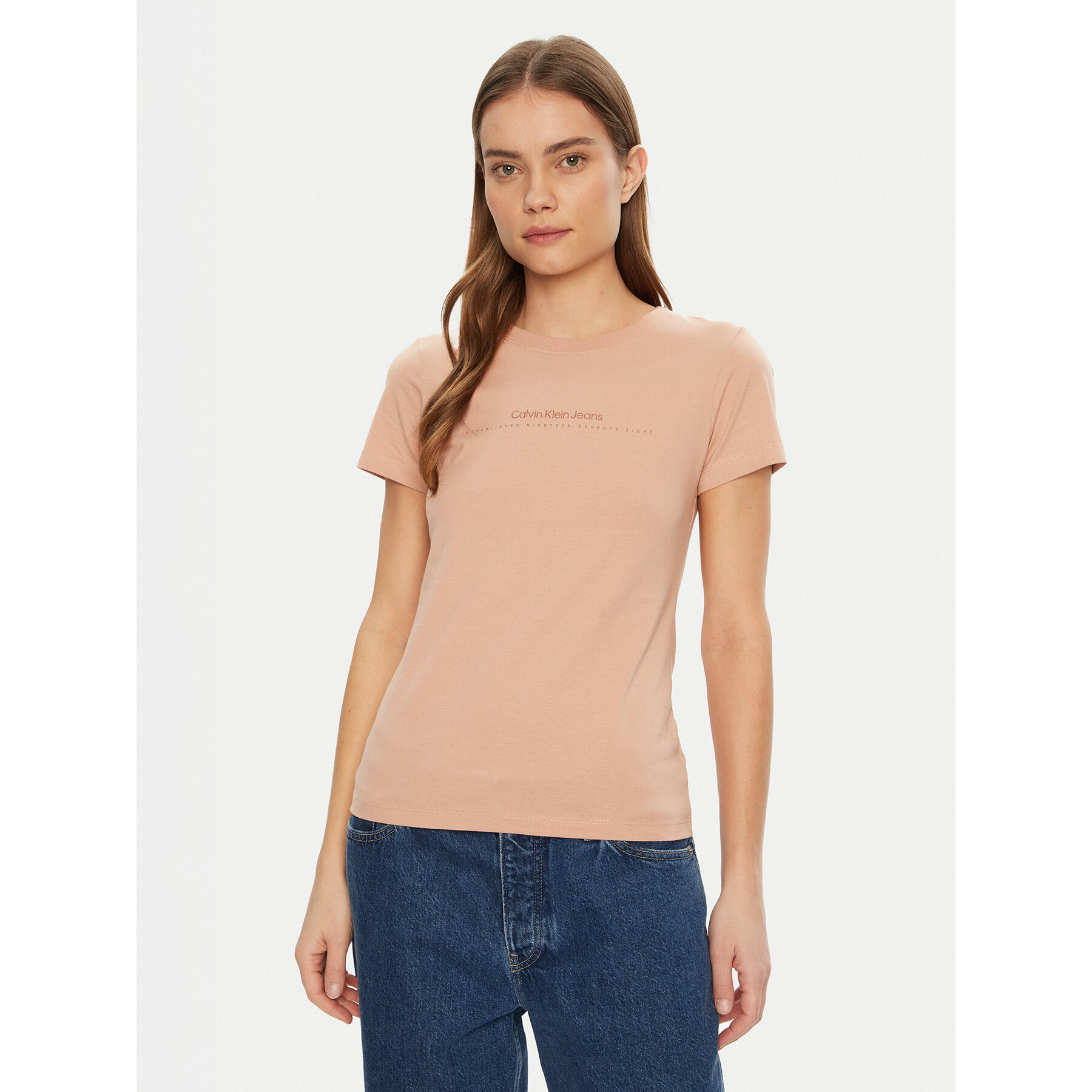 Calvin Klein Jeans T-shirt Institutional Graphic J20J224990 Narančasta Slim Fit