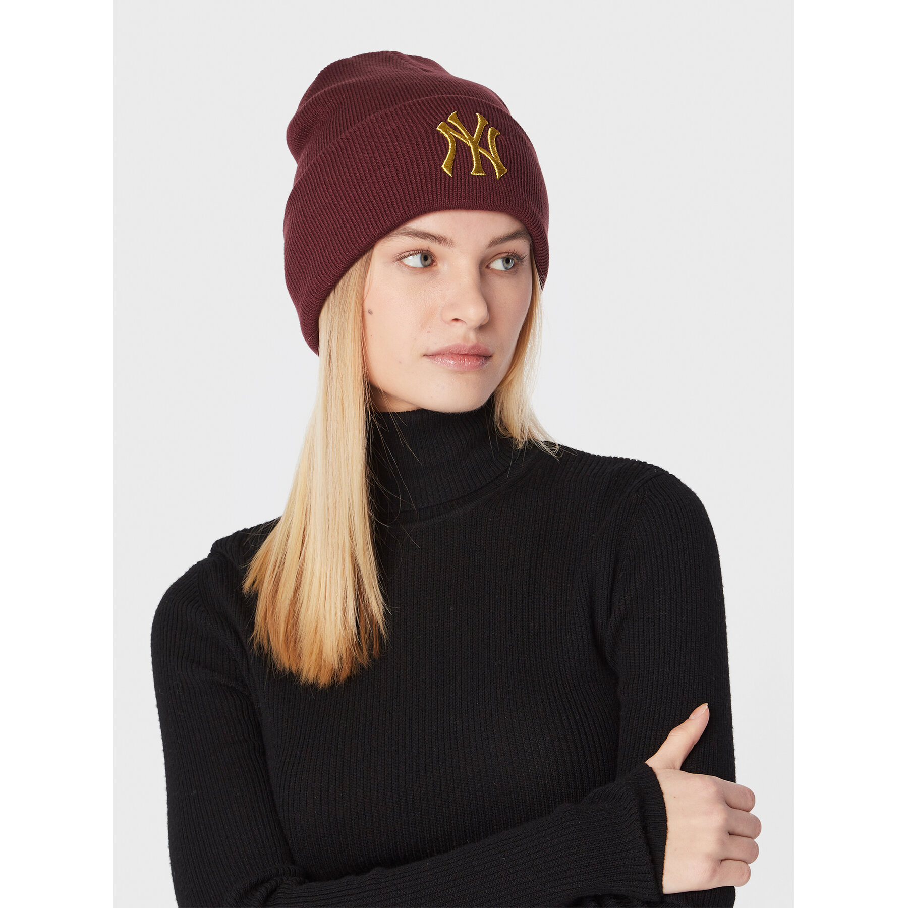 Gorro 47 Brand Mlb New York Yankees Metallic Haymaker 47 Cuff Kni B-HYMKM17ACE-KMA Guinda/burdeos