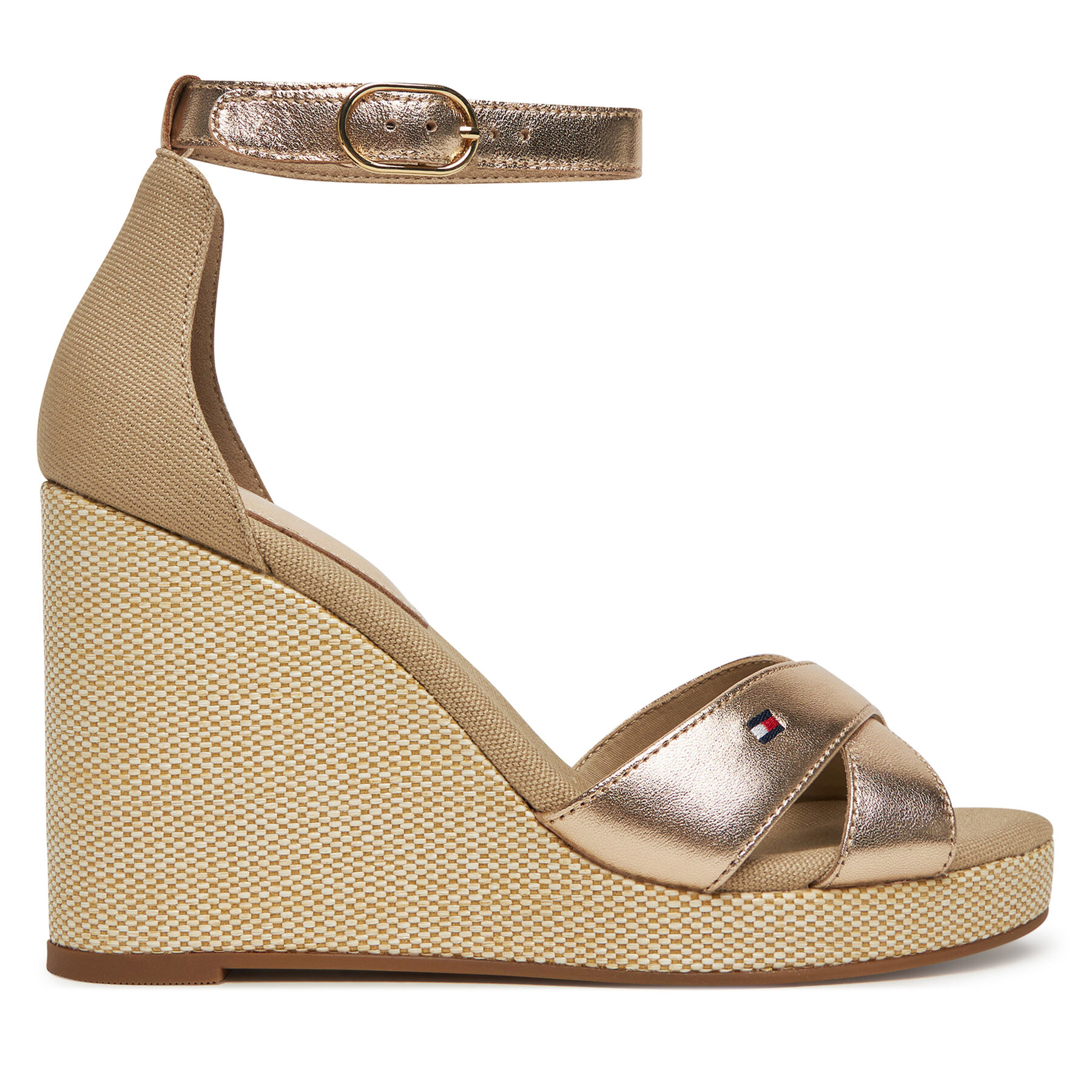 Sandále Tommy Hilfiger Flag Metallic High Wedge Espad FW0FW08811 Zlatá