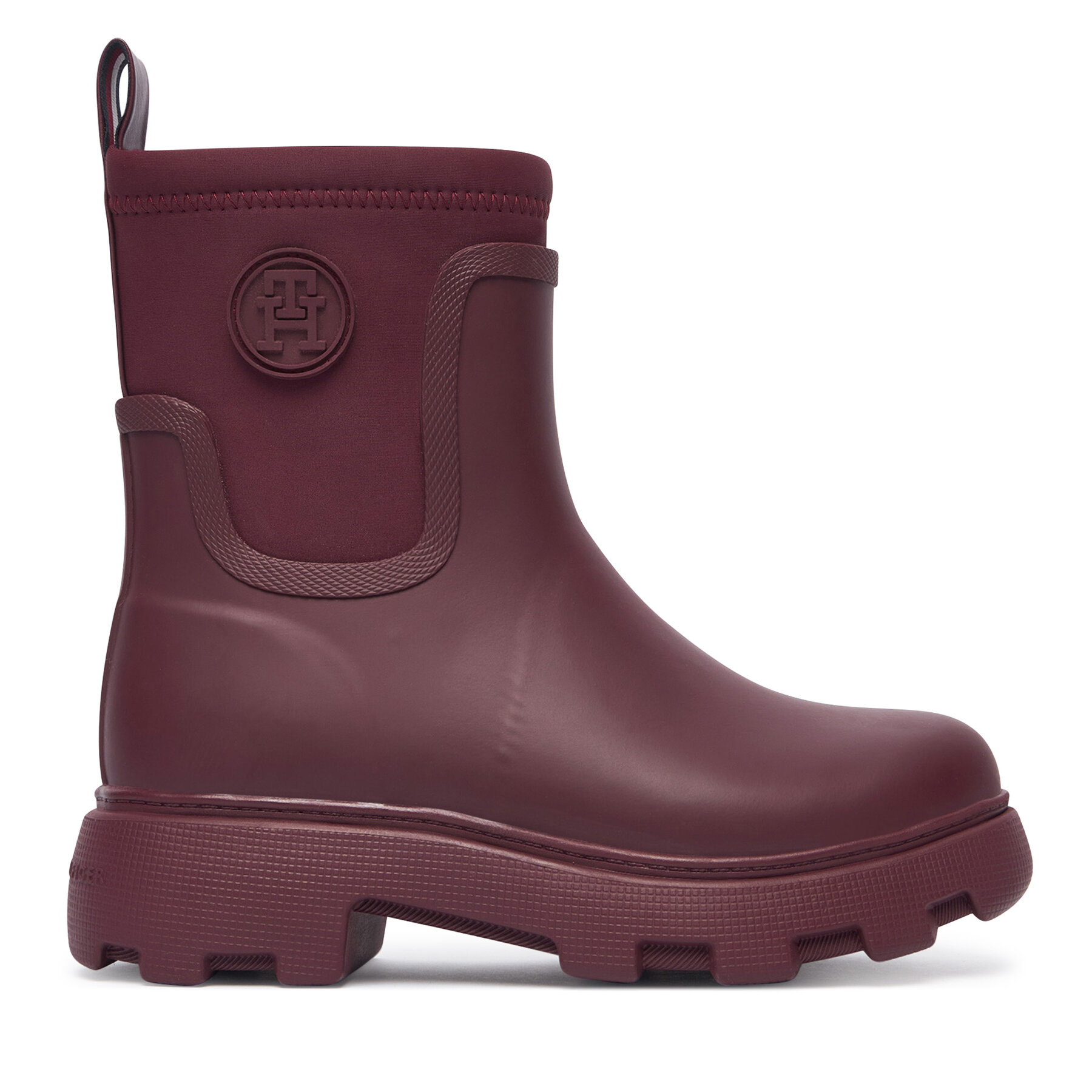 Cizme de cauciuc Tommy Hilfiger Th Stamp Warm Ankle Rain Boot FW0FW09544 Vișiniu