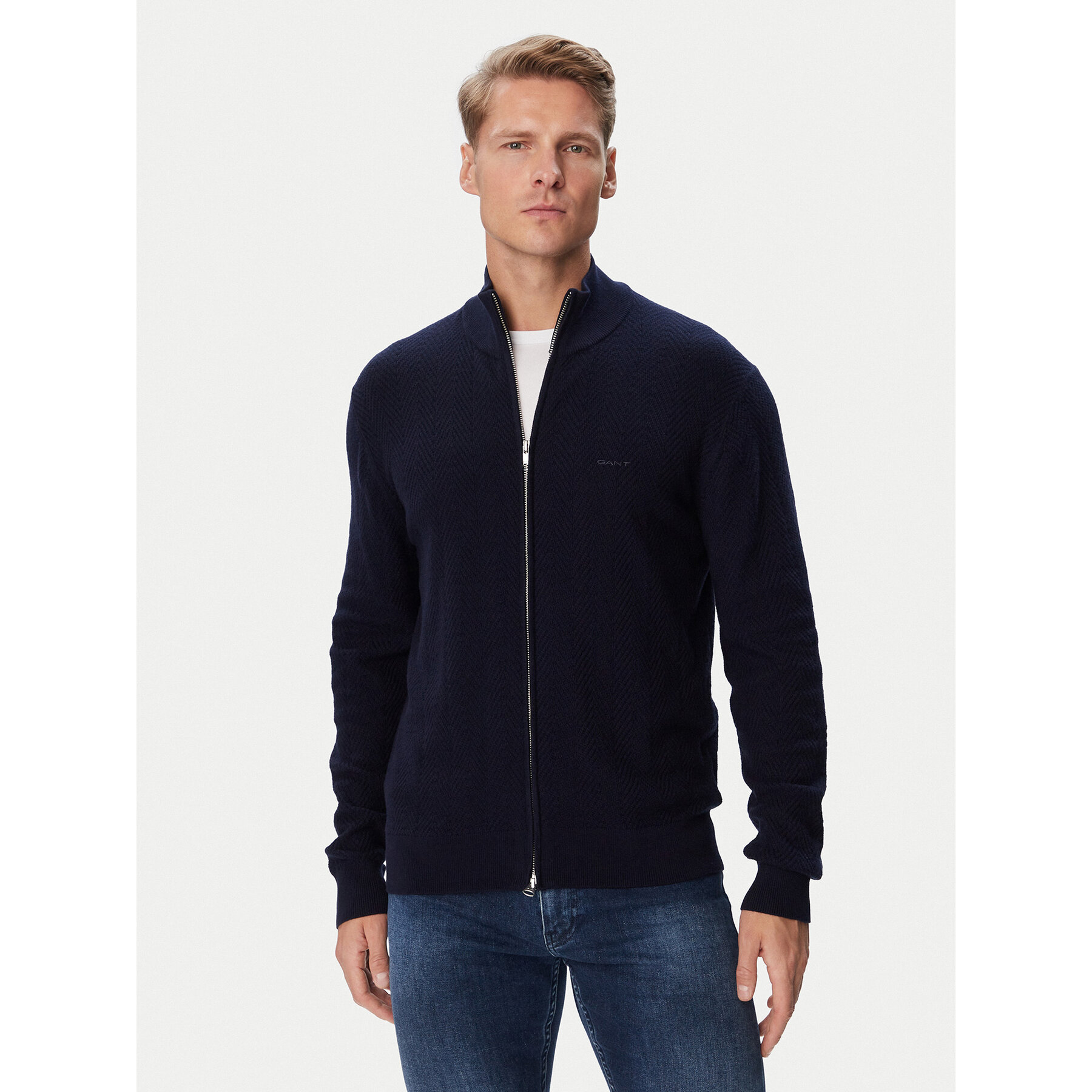 Gant Strickjacke 8050334 Dunkelblau Regular Fit