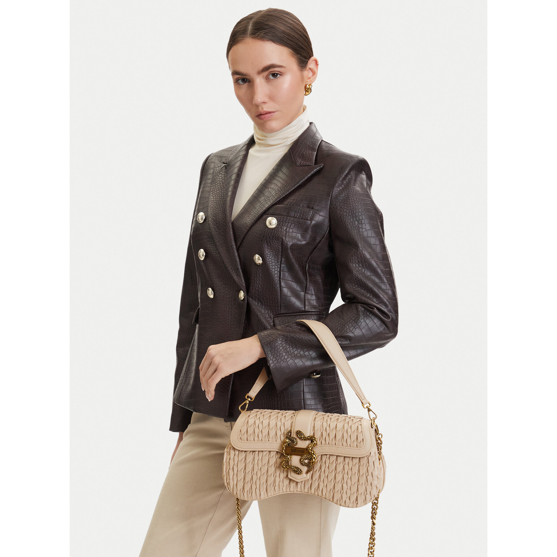 Τσάντα Just Cavalli 80RA4BA1 ZSD90 Κρεμ