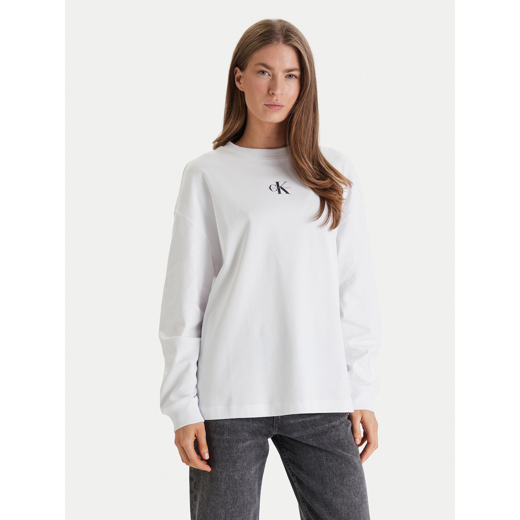 Calvin Klein Jeans Sweatshirt Monologo LV047E211G Weiß Oversize