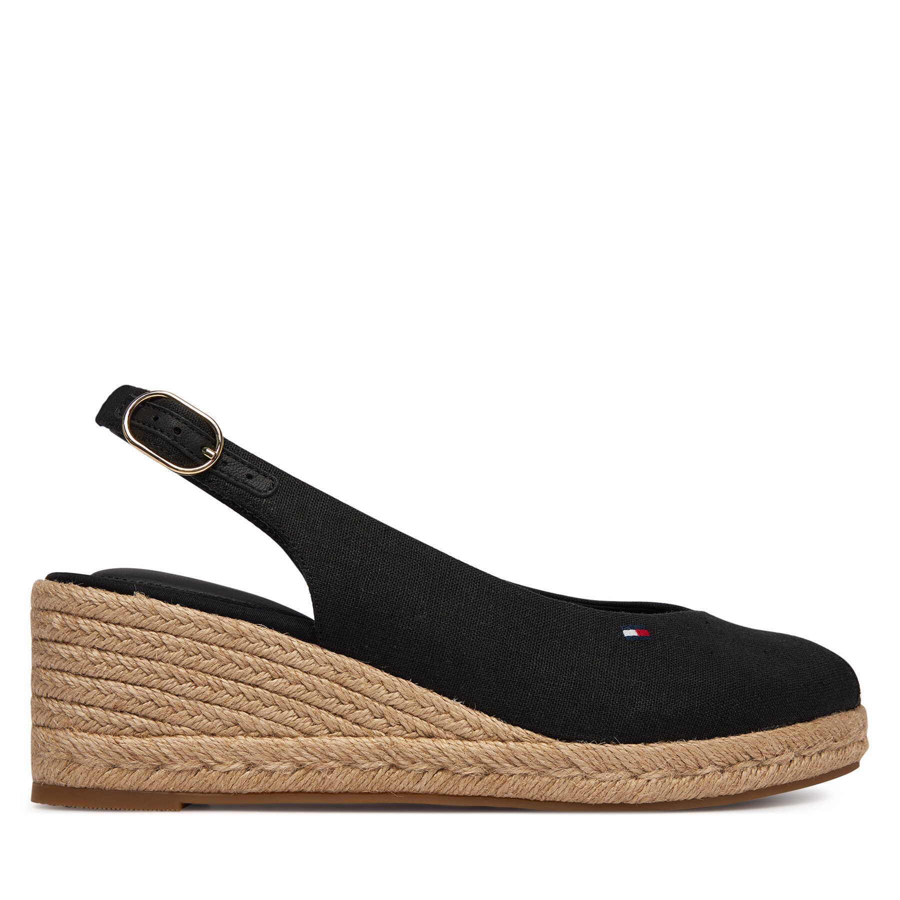 Espadrile Tommy Hilfiger Mid Wedge Espad Slingback FW0FW09228 Črna