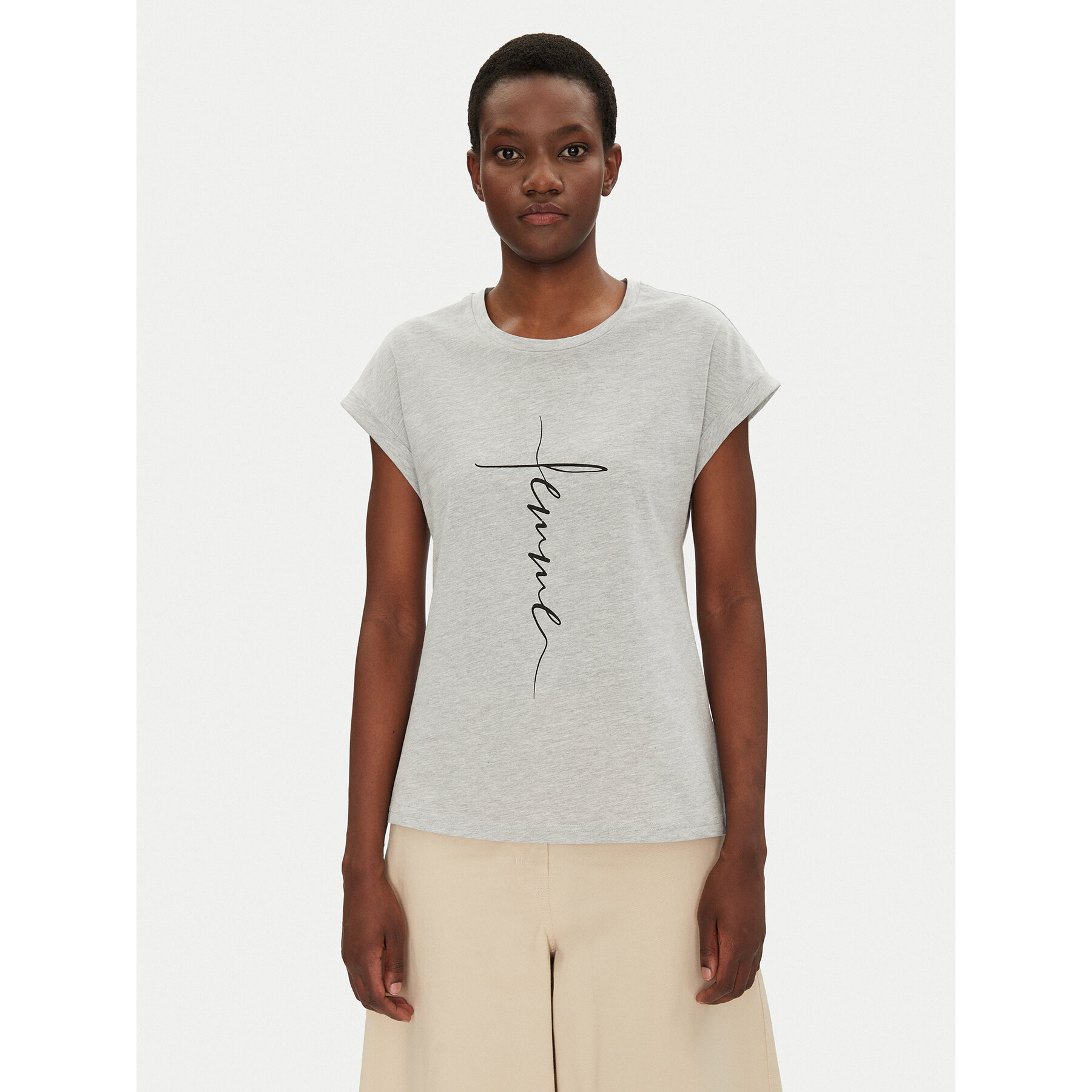 Fransa Fransa T-Shirt 20615462 Γκρι Regular Fit