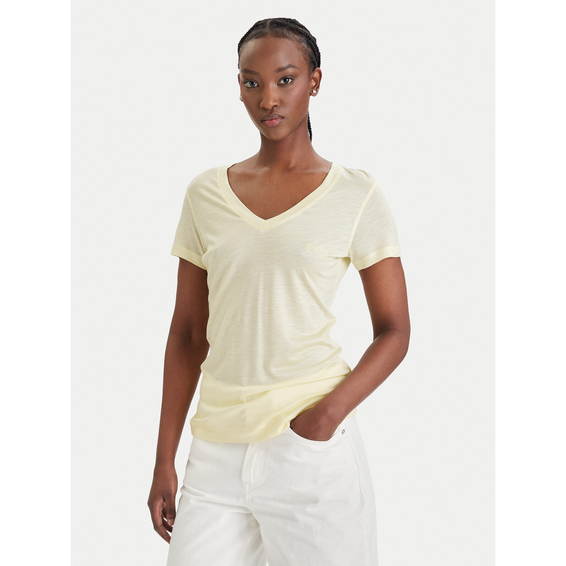Guess T-shirt W5GP31 KCSX2 Žuta Classic Fit