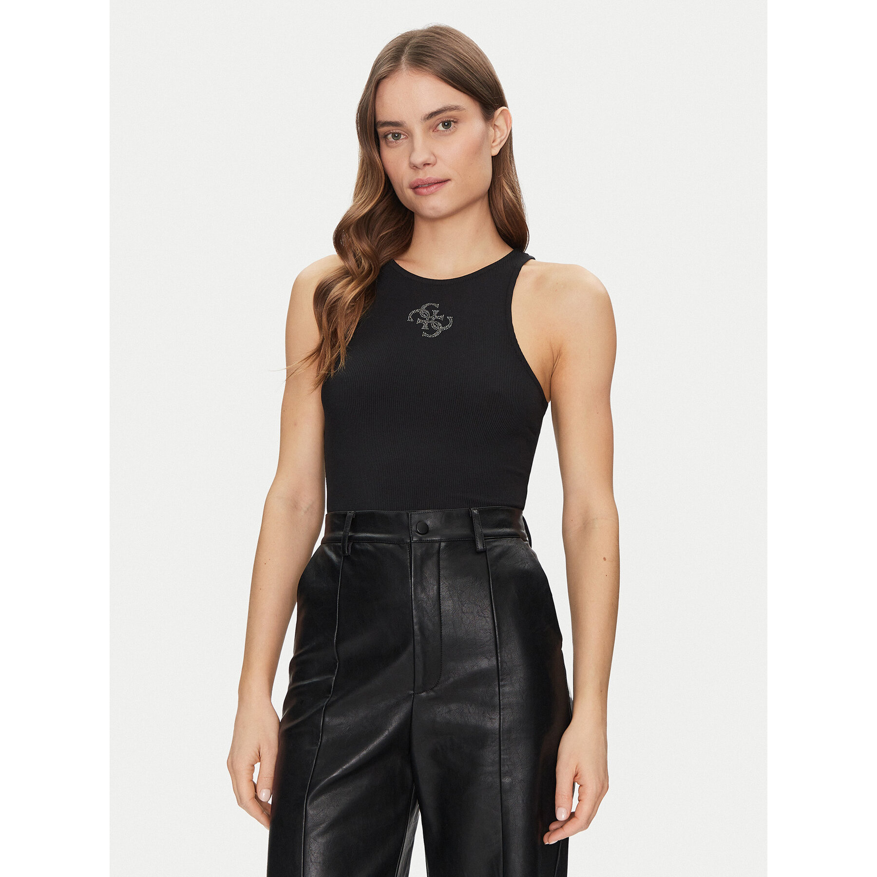 Guess Marškinėliai W5GP57 KCV52 Juoda Regular Fit