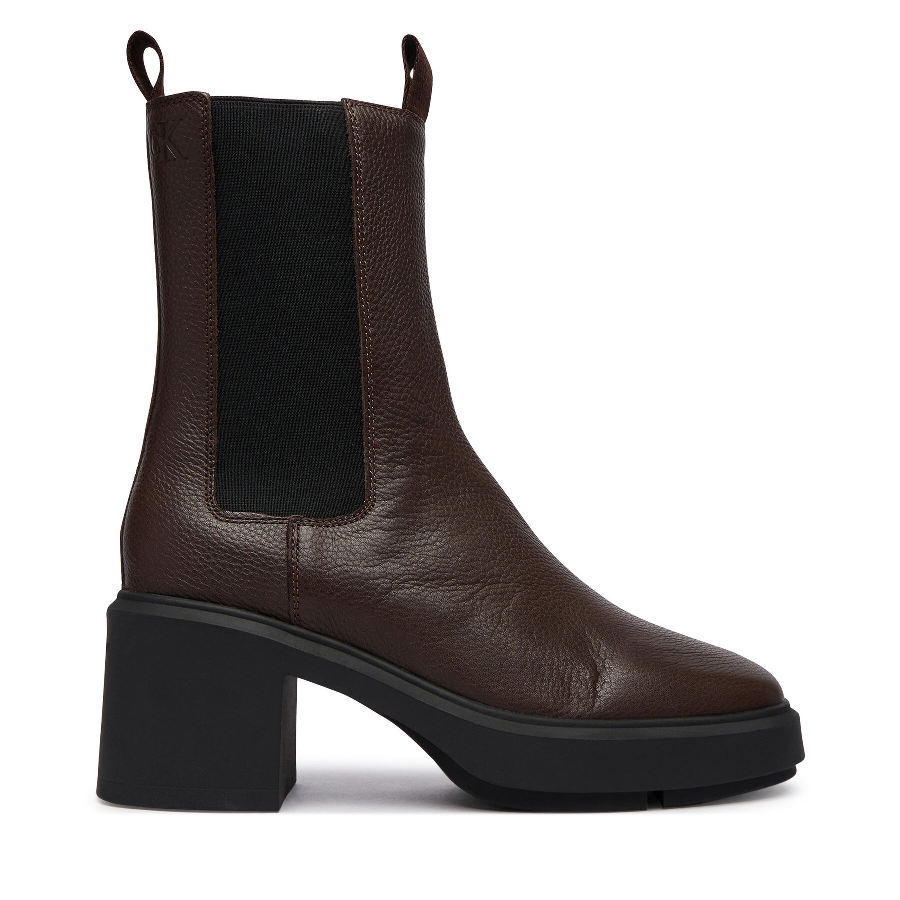 Čizme Calvin Klein Block Heel Chelsea Boot Lth HW0HW03694 Tamno smeđa