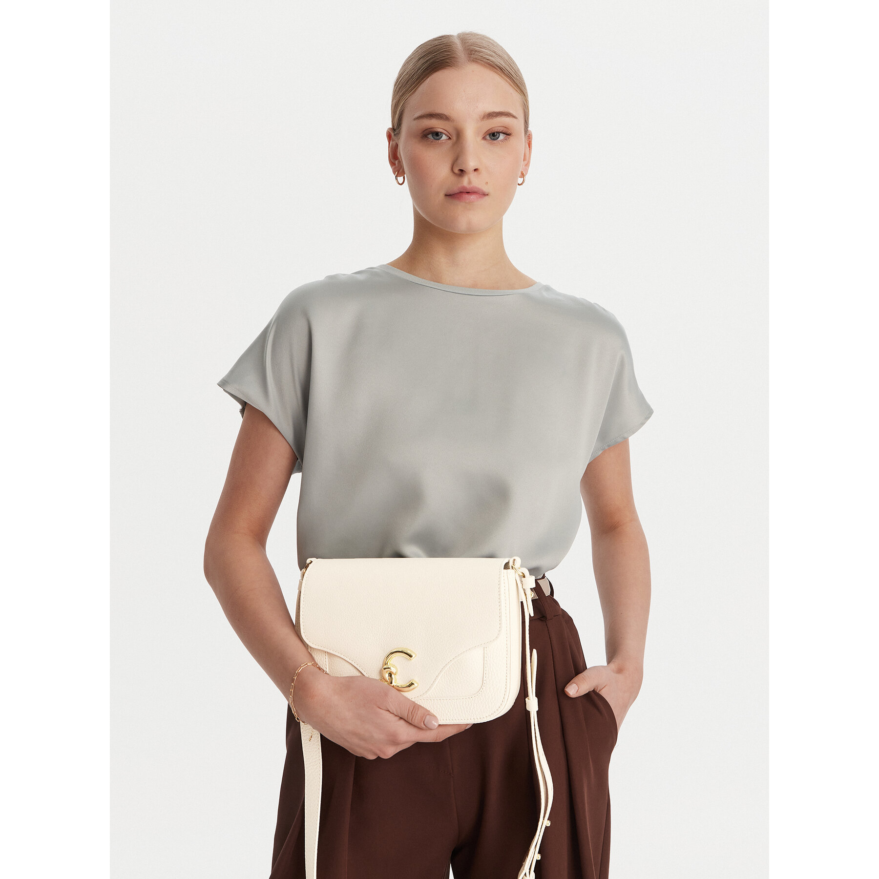 Geantă Coccinelle SSL Coccinelle C-Me E1 SSL 15 01 01 Écru