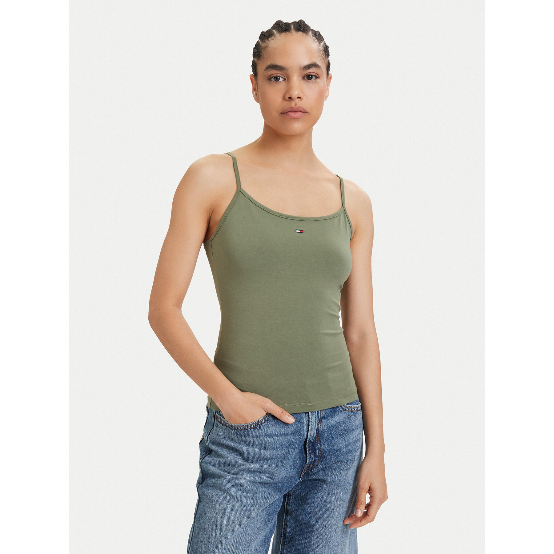 Tommy Jeans Top Essential DW0DW20675 Verde Slim Fit