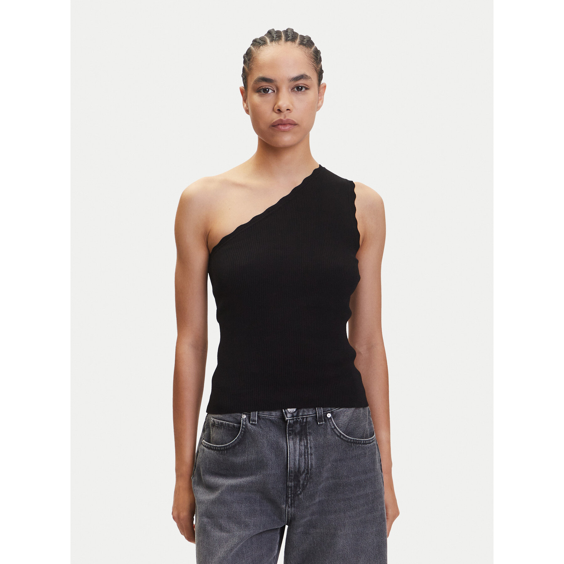 JDY Τοπ Nanna 15351420 Μαύρο Slim Fit