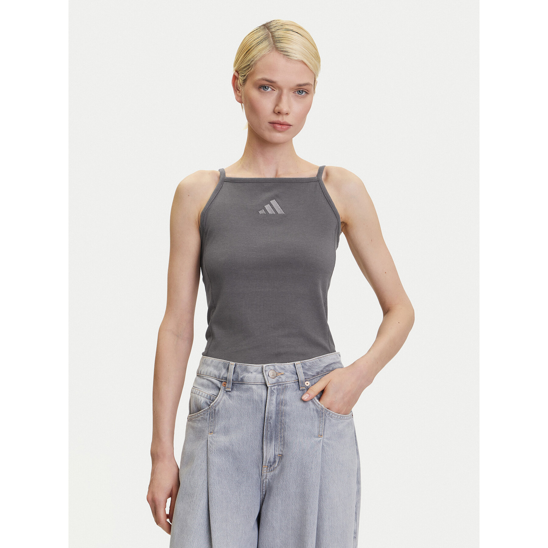 adidas Τοπ ALL SZN Rib JJ1223 Γκρι Slim Fit