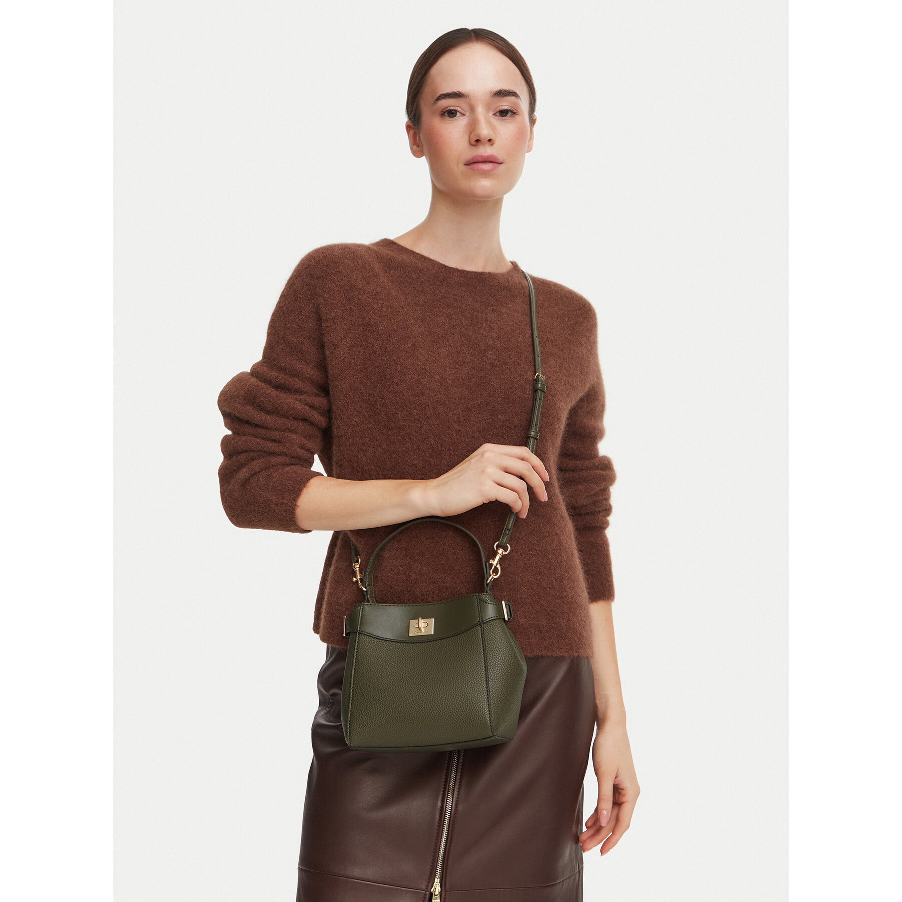 Geantă Calvin Klein Mix Media Crossbody LV04F3885G Verde închis