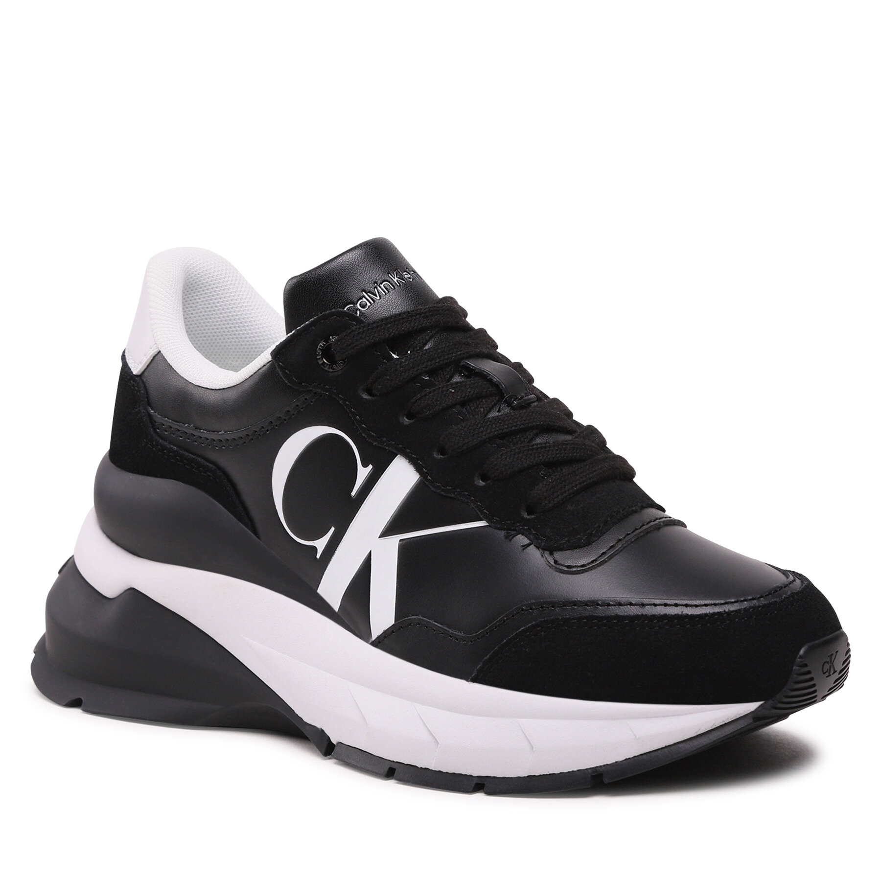 Sneakers Calvin Klein Jeans Wedge Runner Mix Lth Wn YW0YW01099 Black/Bright White/Silver BEH