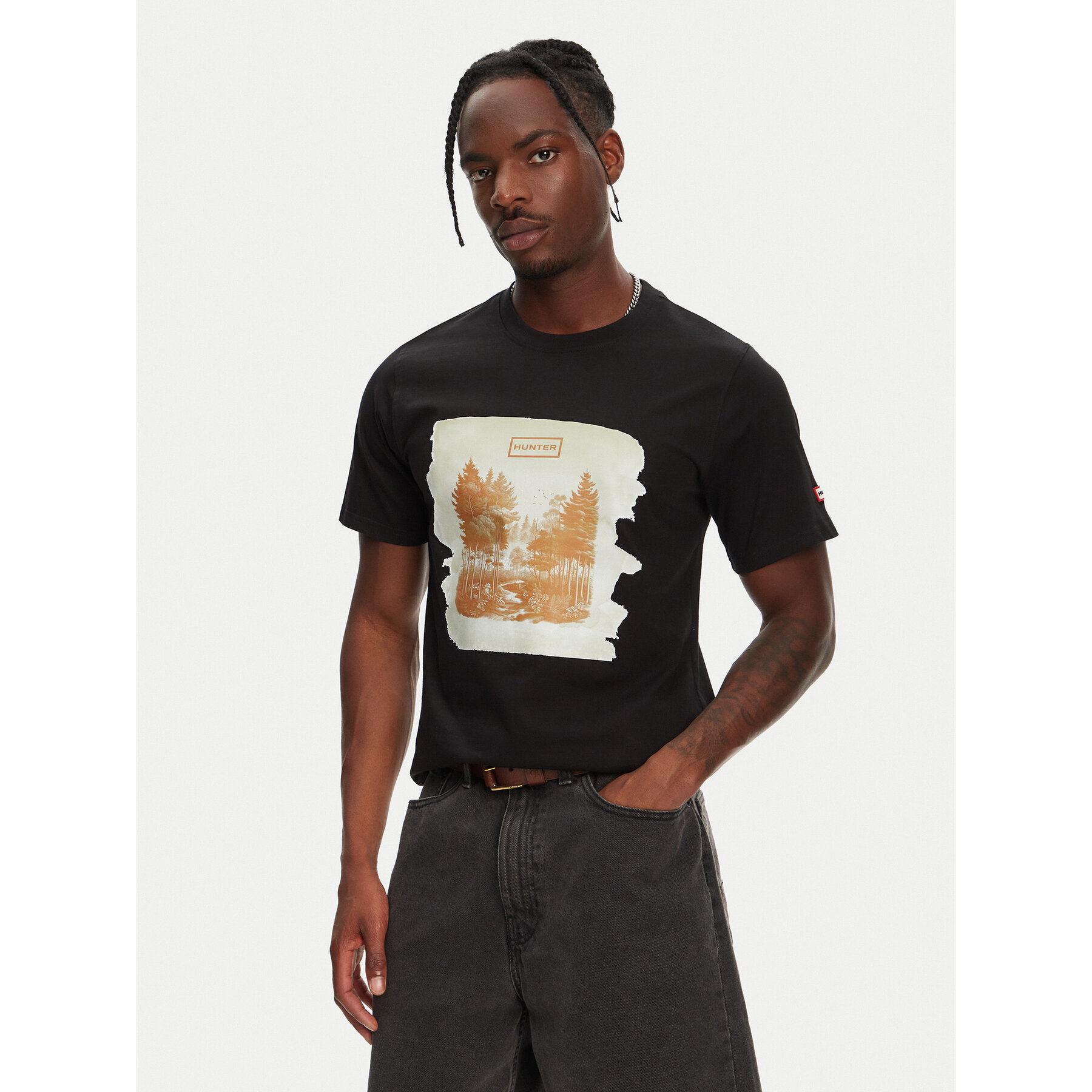 Hunter T-Shirt Duart Graphic HARM0033251 Schwarz Regular Fit