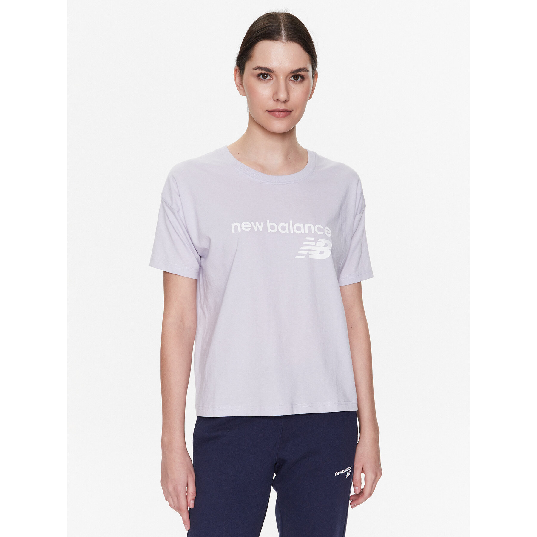 New Balance Póló Stacked WT03805 Lila Relaxed Fit