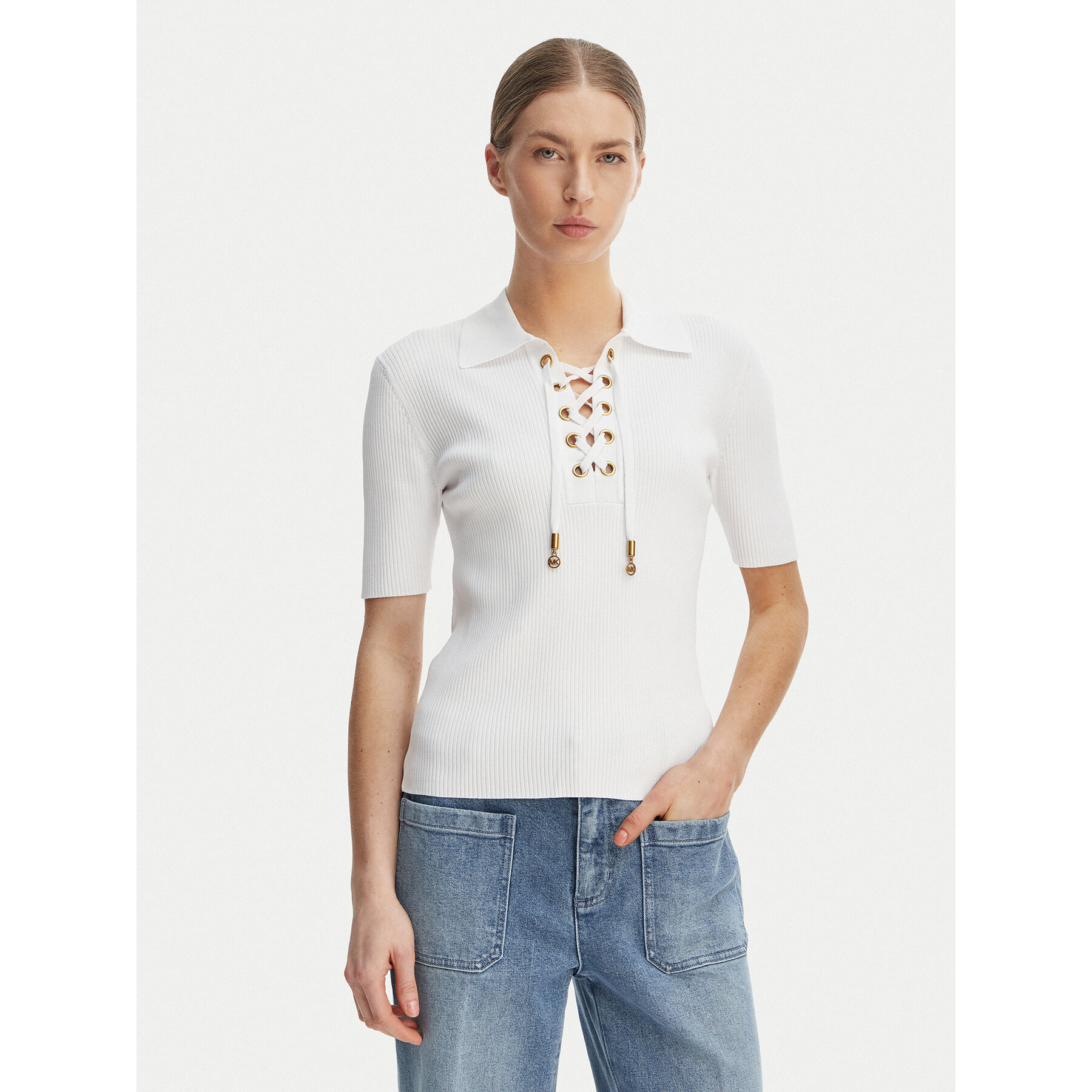 MICHAEL Michael Kors Bluse MS661FZ5ZV Weiß Slim Fit