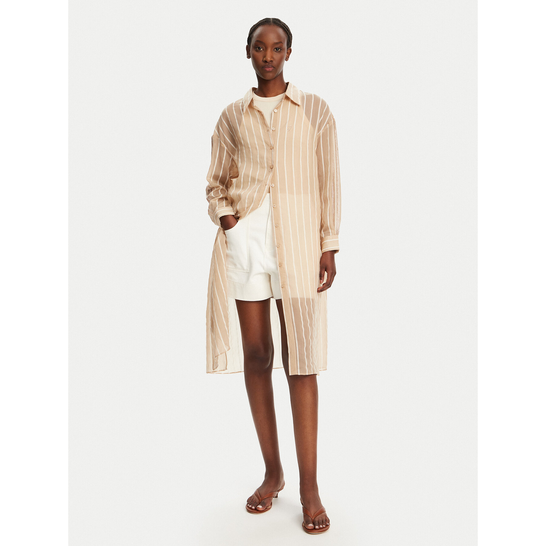 LOLA CASADEMUNT Hemd LS2515045 Beige Relaxed Fit