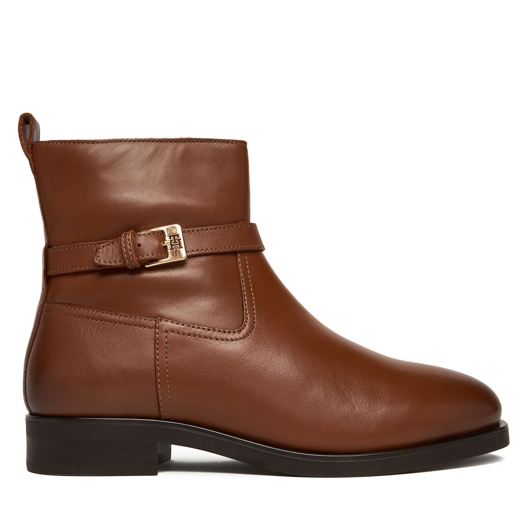 Škornji Tommy Hilfiger Th Buckle Riding Leather Bootie FW0FW08781 Rjava