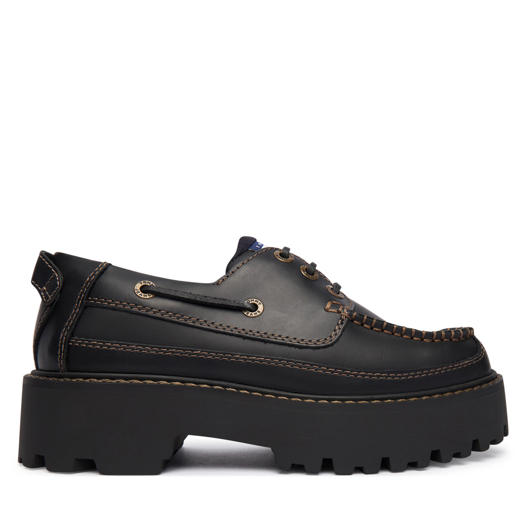 Cipele Tommy Jeans Archive '01 Boat Shoe Leather EN0EN03003 Crna