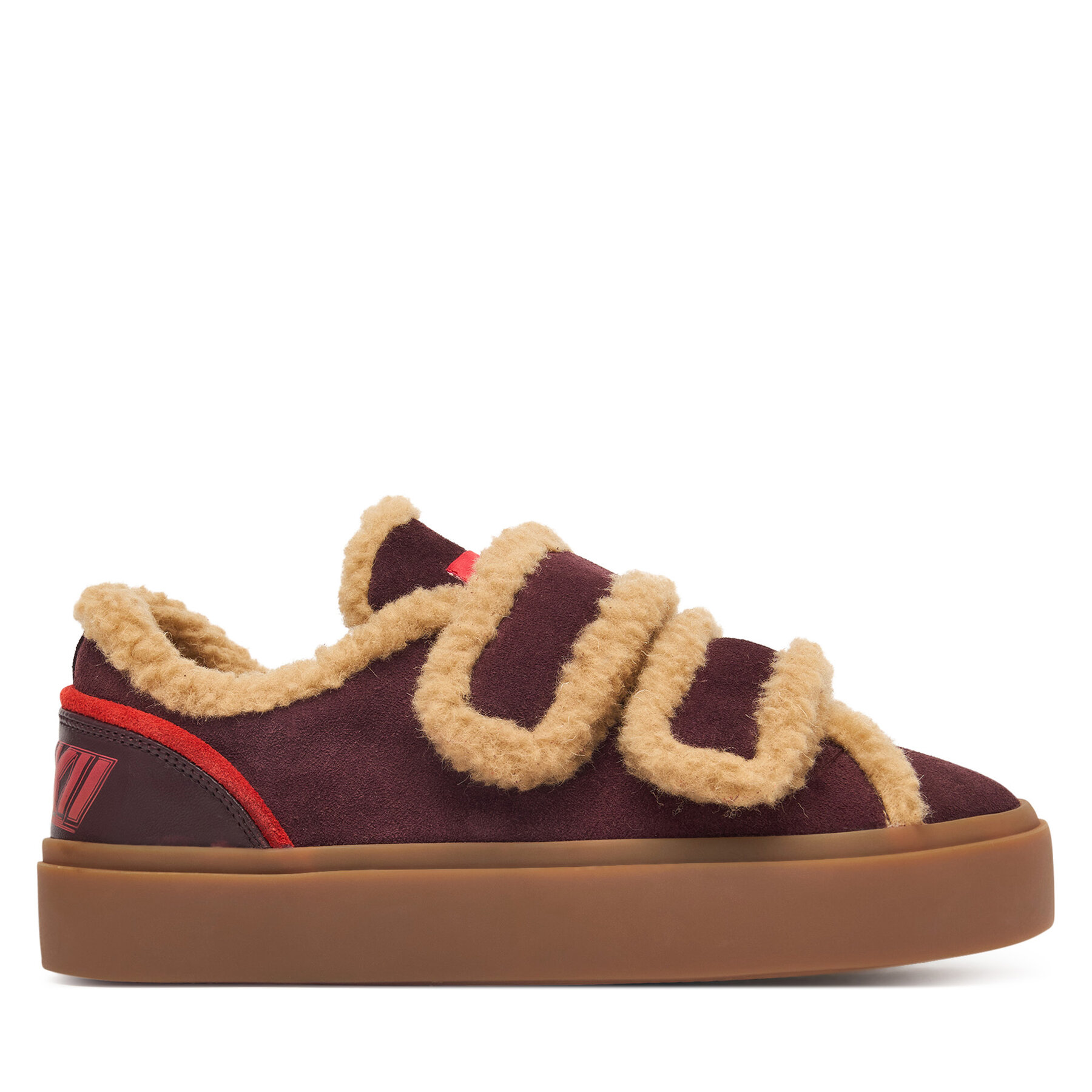 Сникърси Inuikii Lila Shearling Low Velcro 1001.001.0561 Бордо