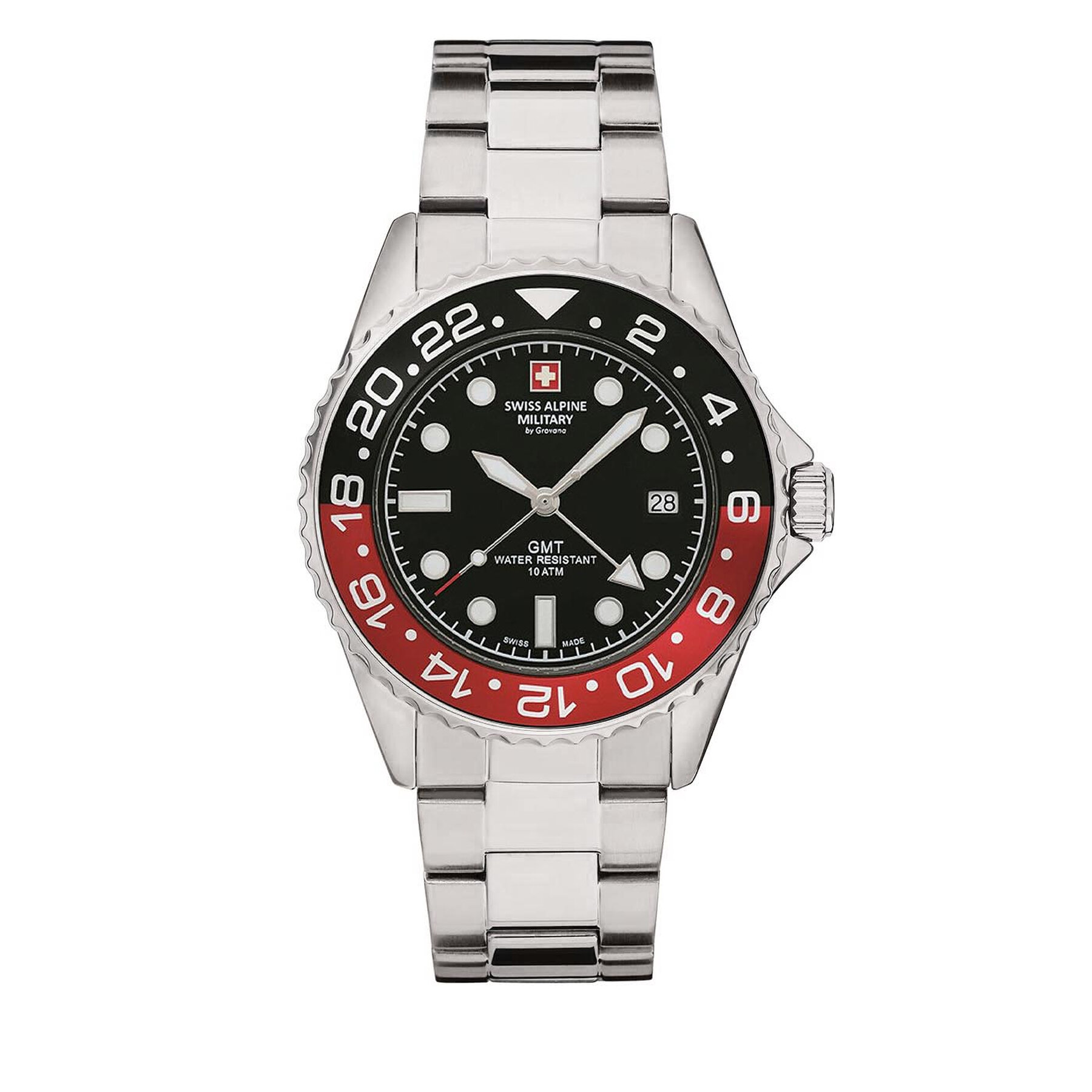 

Годинник Swiss Alpine Military 7052.1136 Silver/Black/Red, Срібний