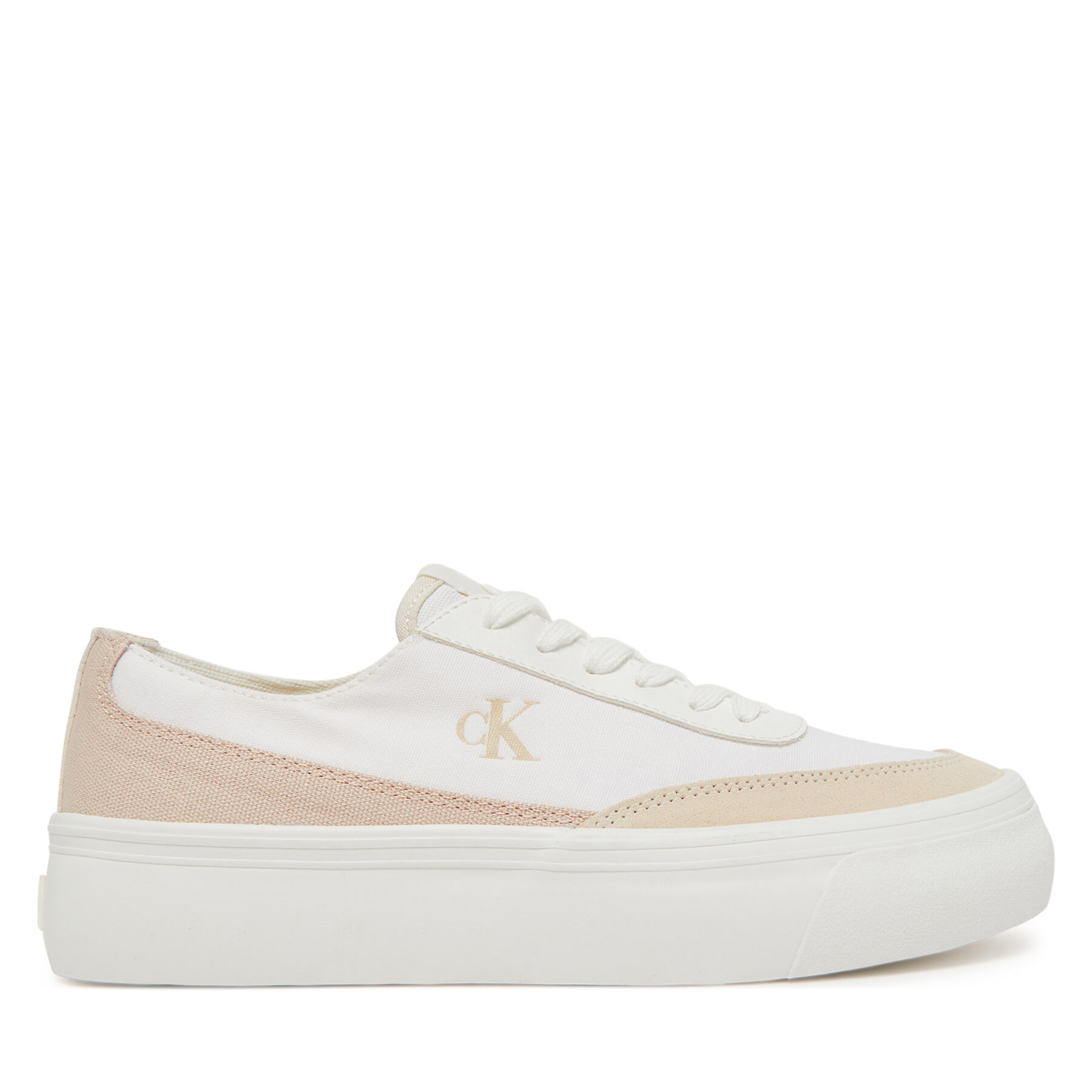 Sneakersy Calvin Klein Jeans Vulc Flatform Low Cv Mix Mg YW0YW01770 Bílá