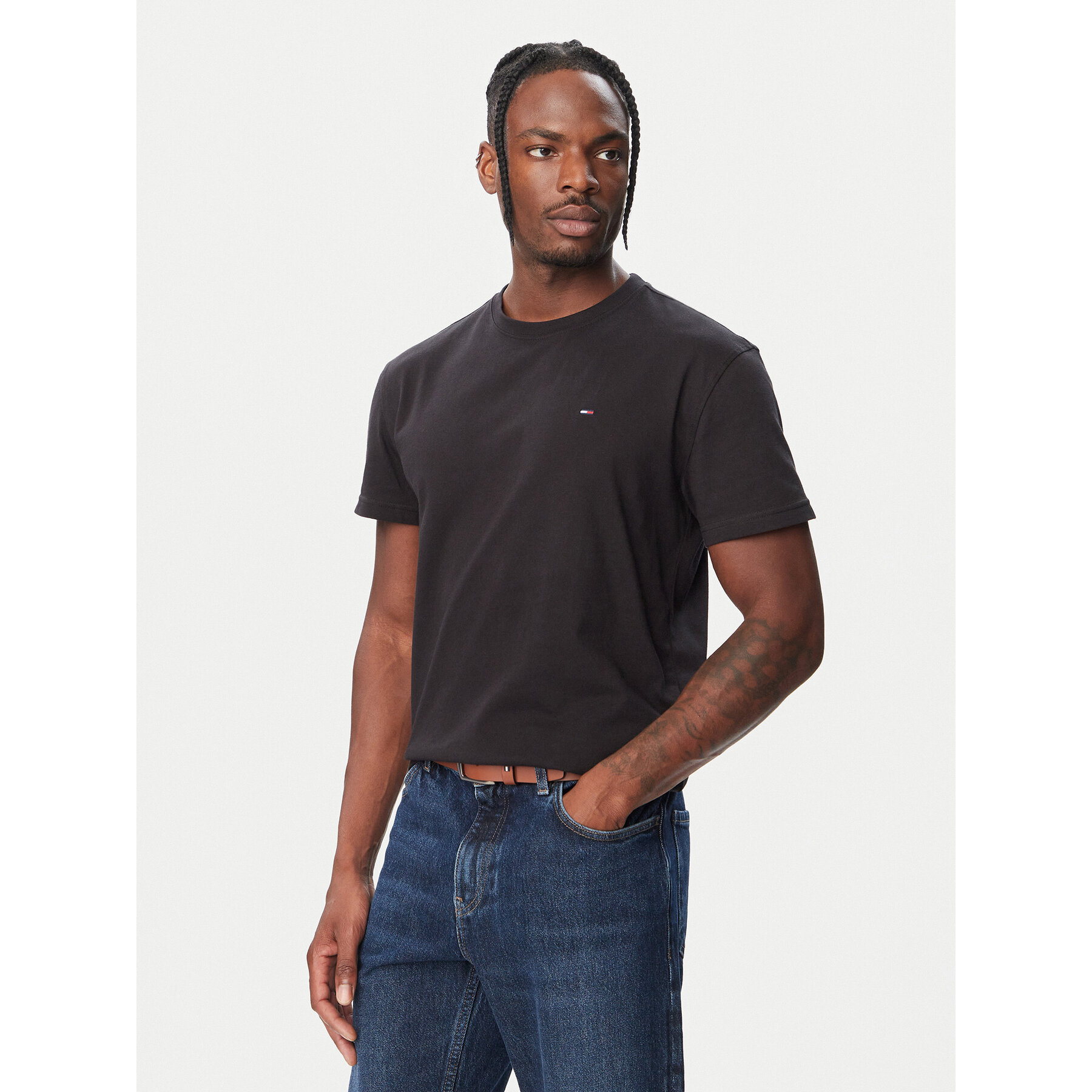 Tommy Jeans T-Shirt Tjm Reg Sflag Ss Tee Ext DM0DM22504 Schwarz Regular Fit