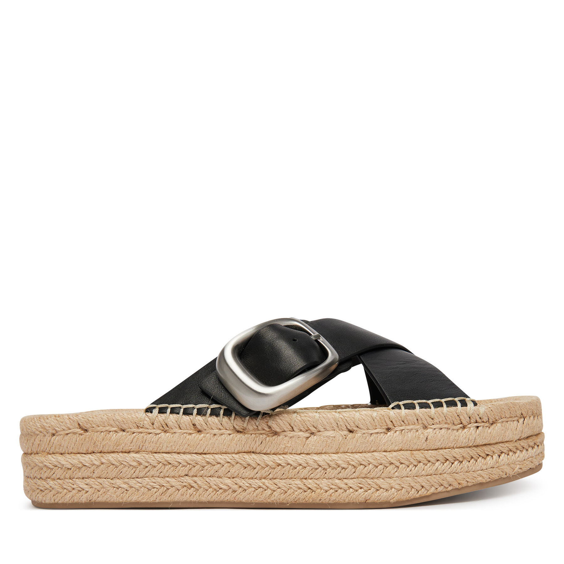 Espadrilky Calvin Klein Flatf Espadrill Cross Lth Hdw HW0HW02892 Čierna