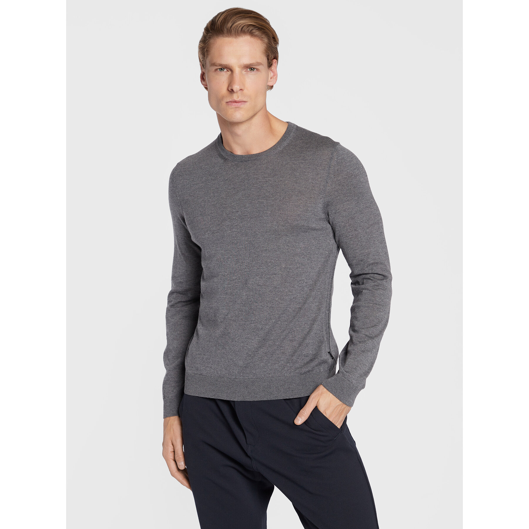 Boss Pullover Leno-P 50468239 Grau Slim Fit