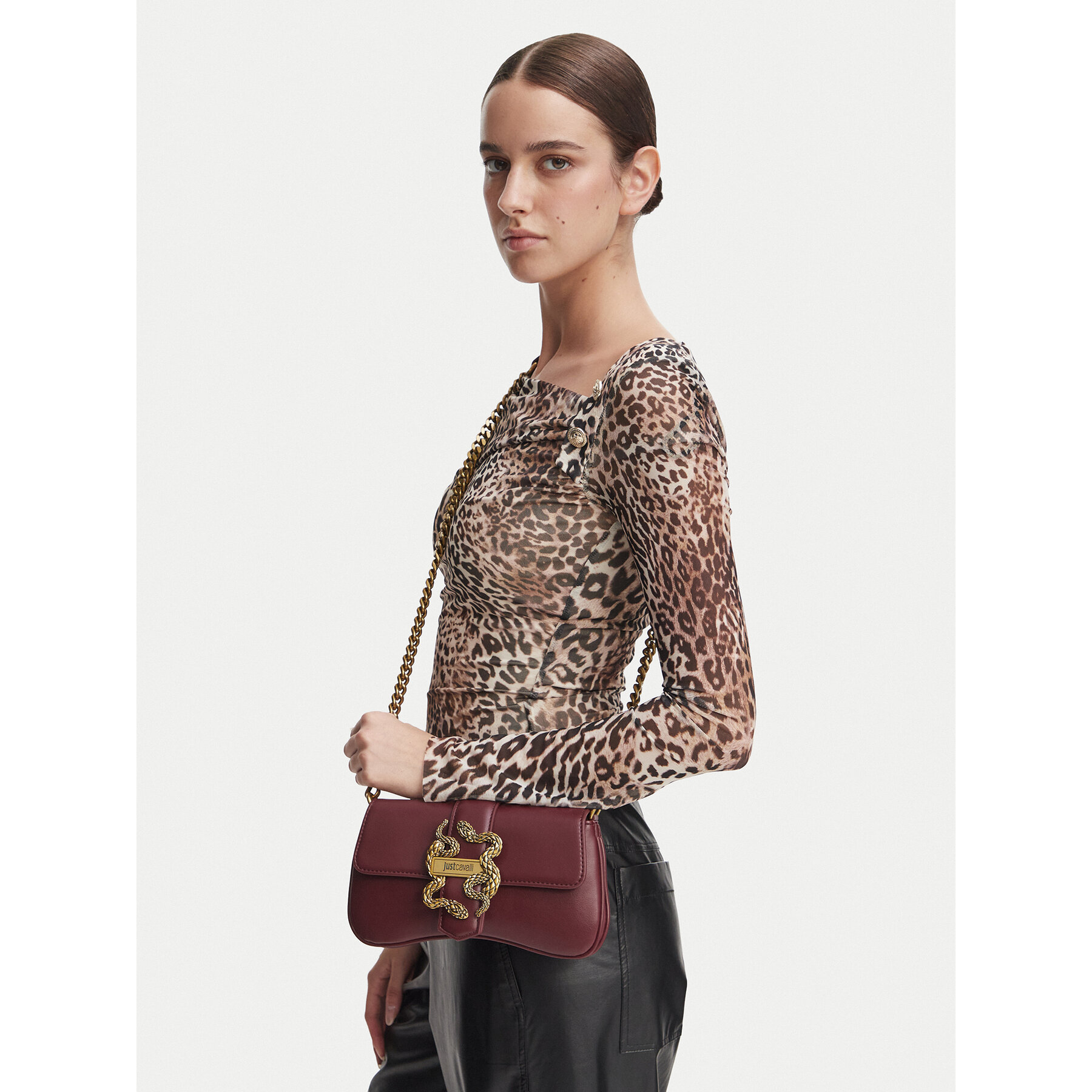 Geantă Just Cavalli Iconic Snakes 81RA4BA7 ZSA89 Roșu închis